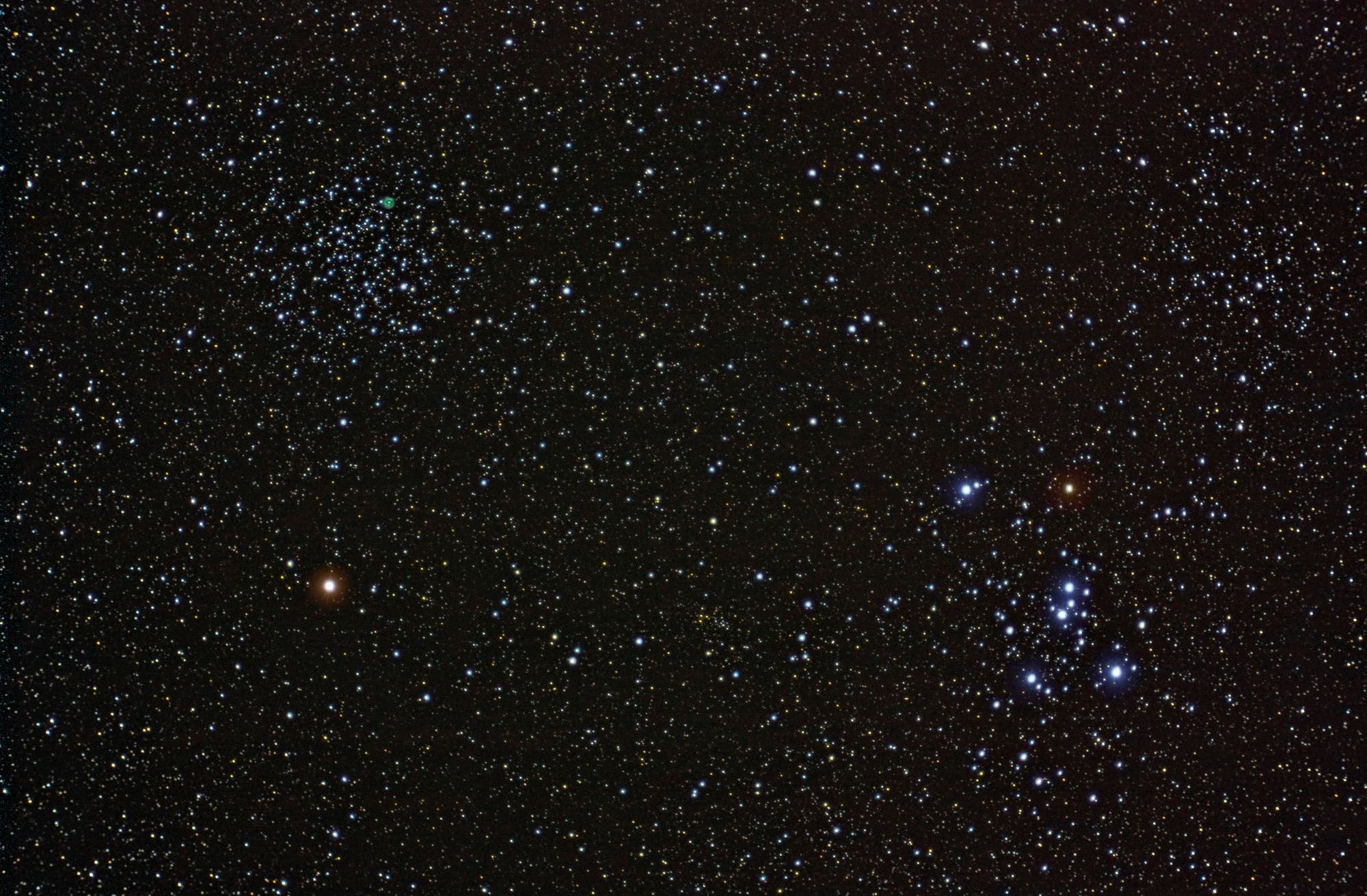 Bild 1  4 offene Sternhaufen und ein Planetarischer Nebel