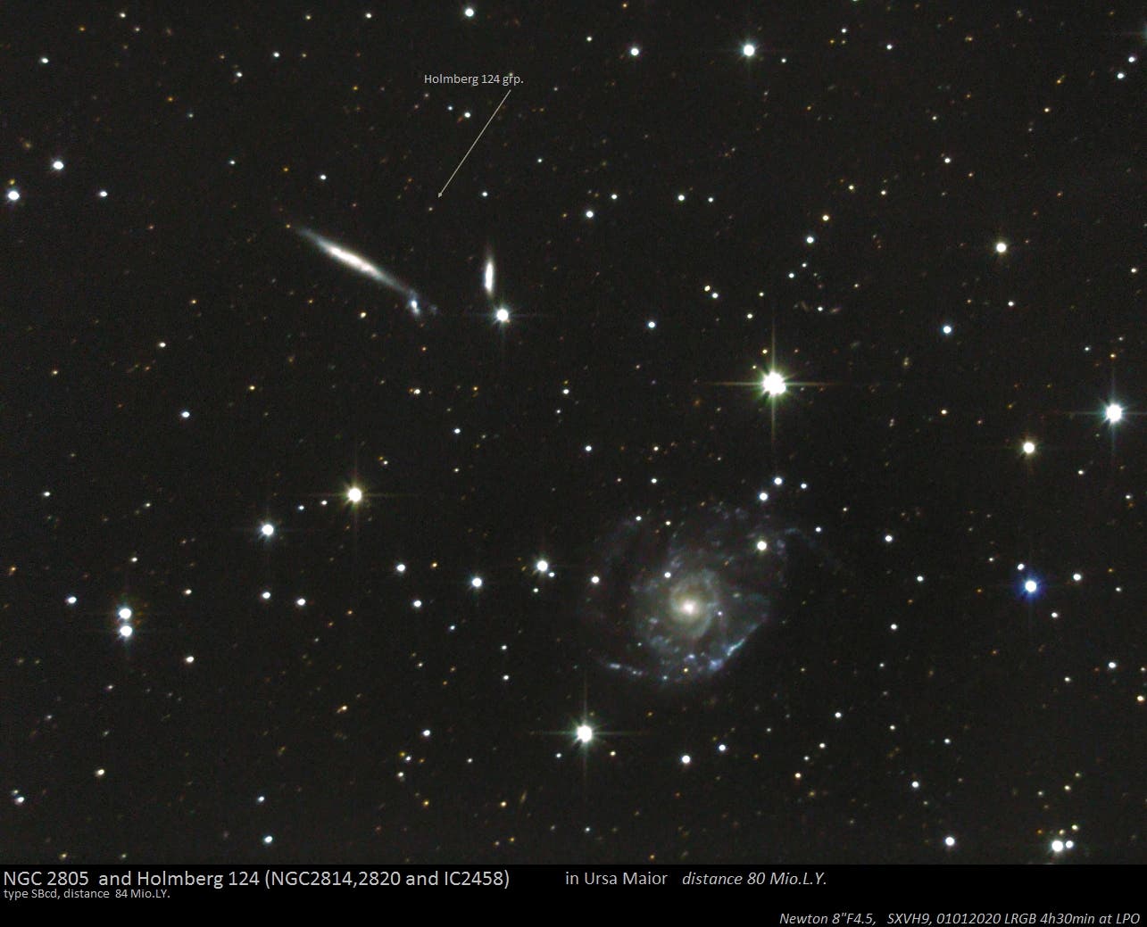 Holmberg 124 und NGC 2805 in Ursa Maior
