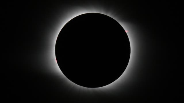 Protuberanzen während der totalen Sonnenfinsternis am 1. August 2008
