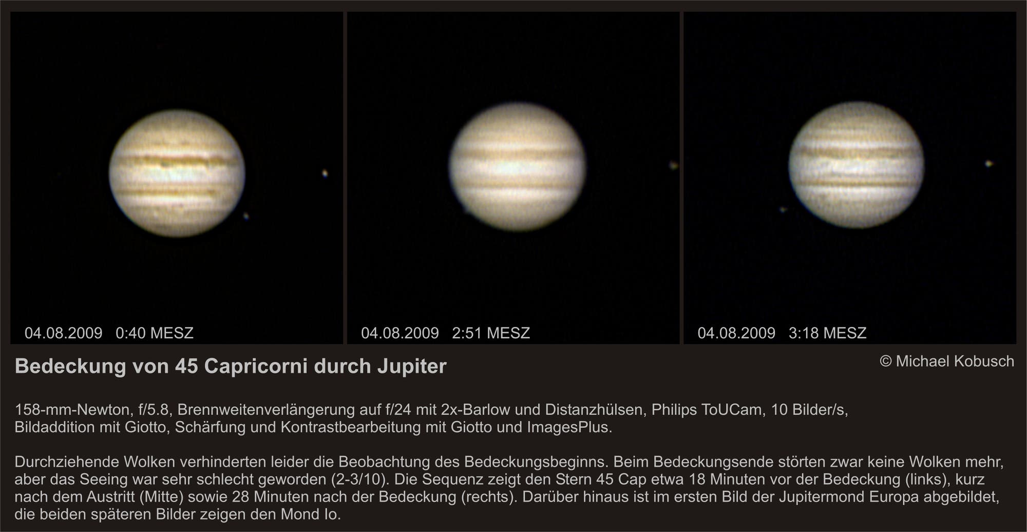 Jupiter bedeckt 45 Capricorni