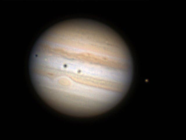 Jupiter und drei seiner Monde am 20.8.2009