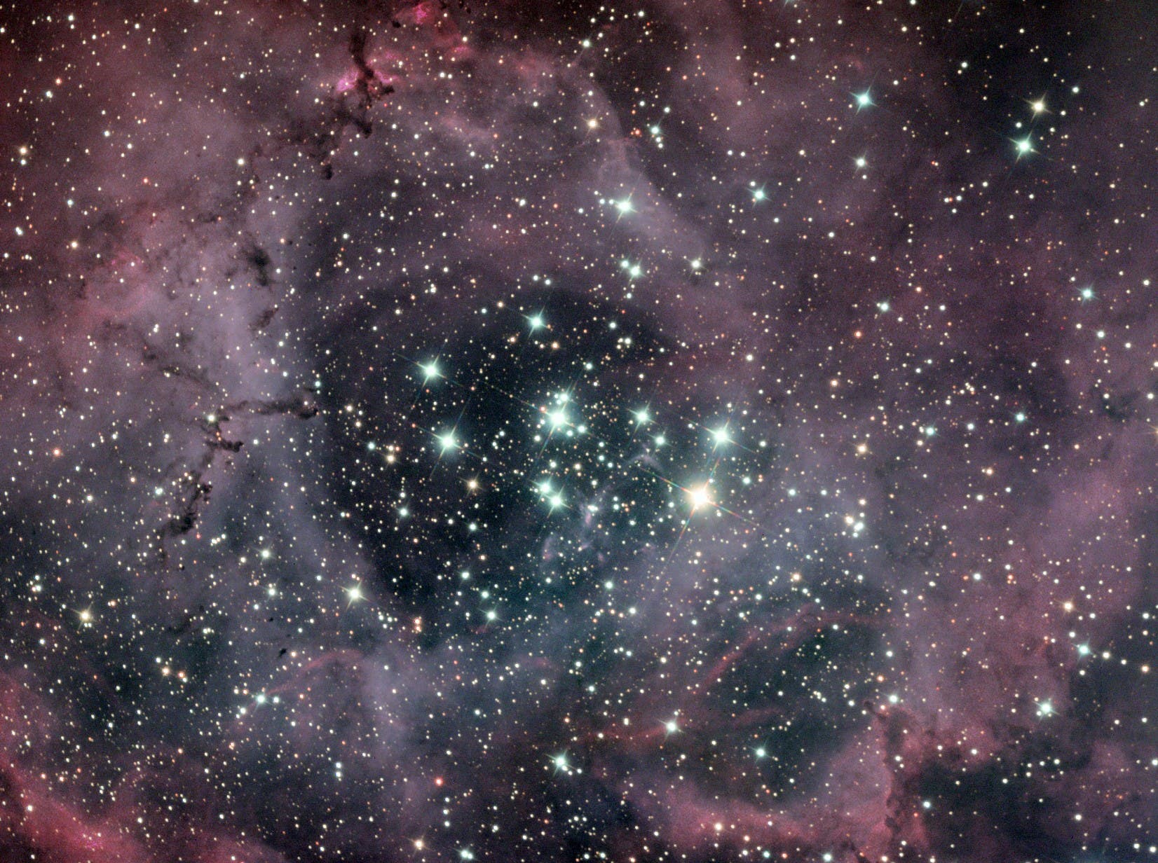 Der offene Sternhaufen NGC 2244 eingebettet in den Rosettennebel NGC 2237, 2238, 2239, 2246