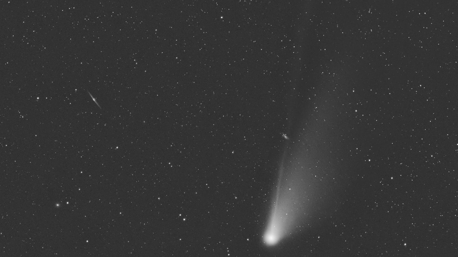 C/2020 F3 Neowise bei NGC 4565 und NGC 4559 Spektrum der Wissenschaft