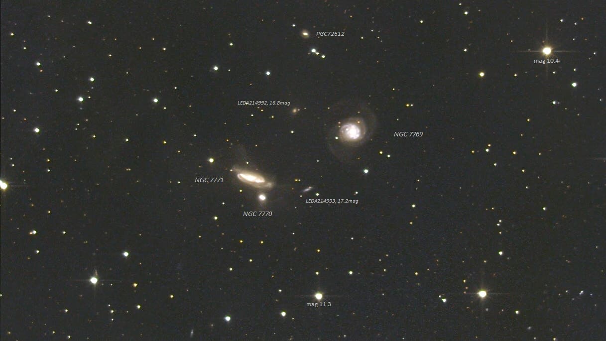 NGC7769 und das wechselwirkende Paar NGC 7770/7771 im Pegasus
