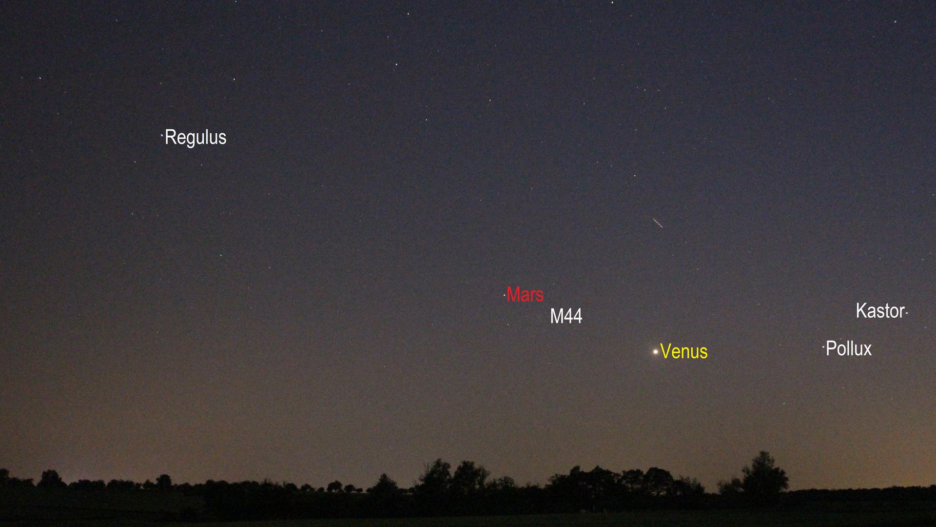 Venus und Mars am Abendhimmel (Objekte beschriftet)
