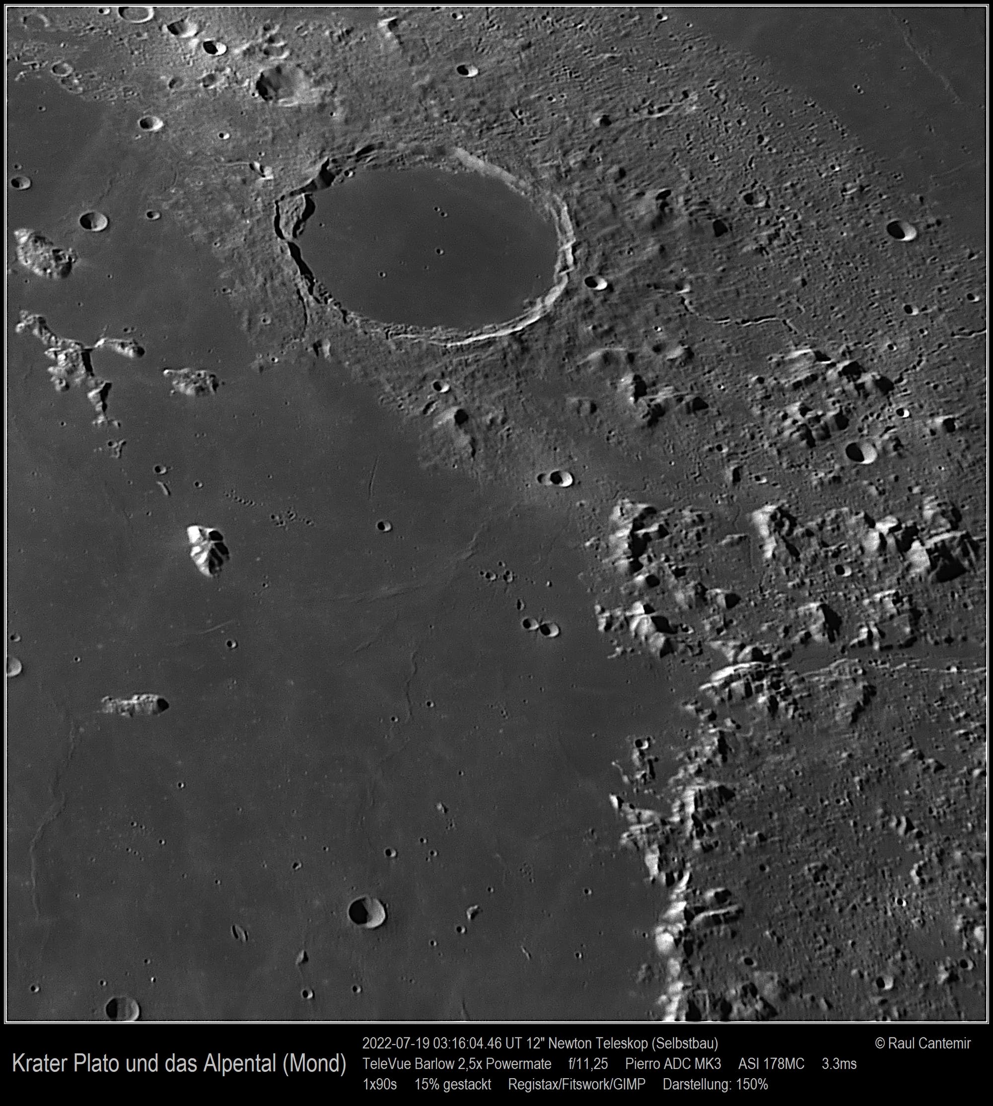 Krater Plato und das Alpental (Mond)
