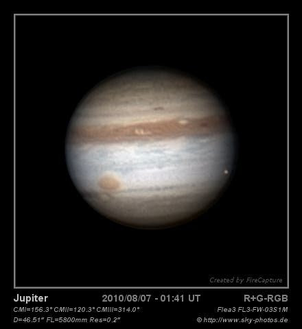 Jupiter mit Europa am 7.8.2010