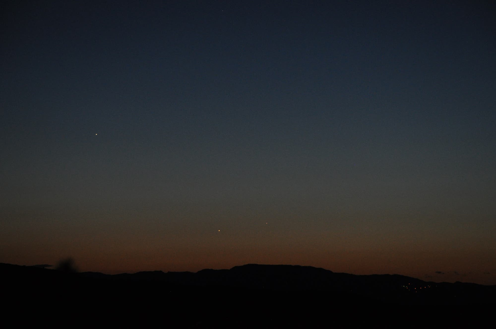 Jupiter, Venus und Merkur in der Abenddämmerung3