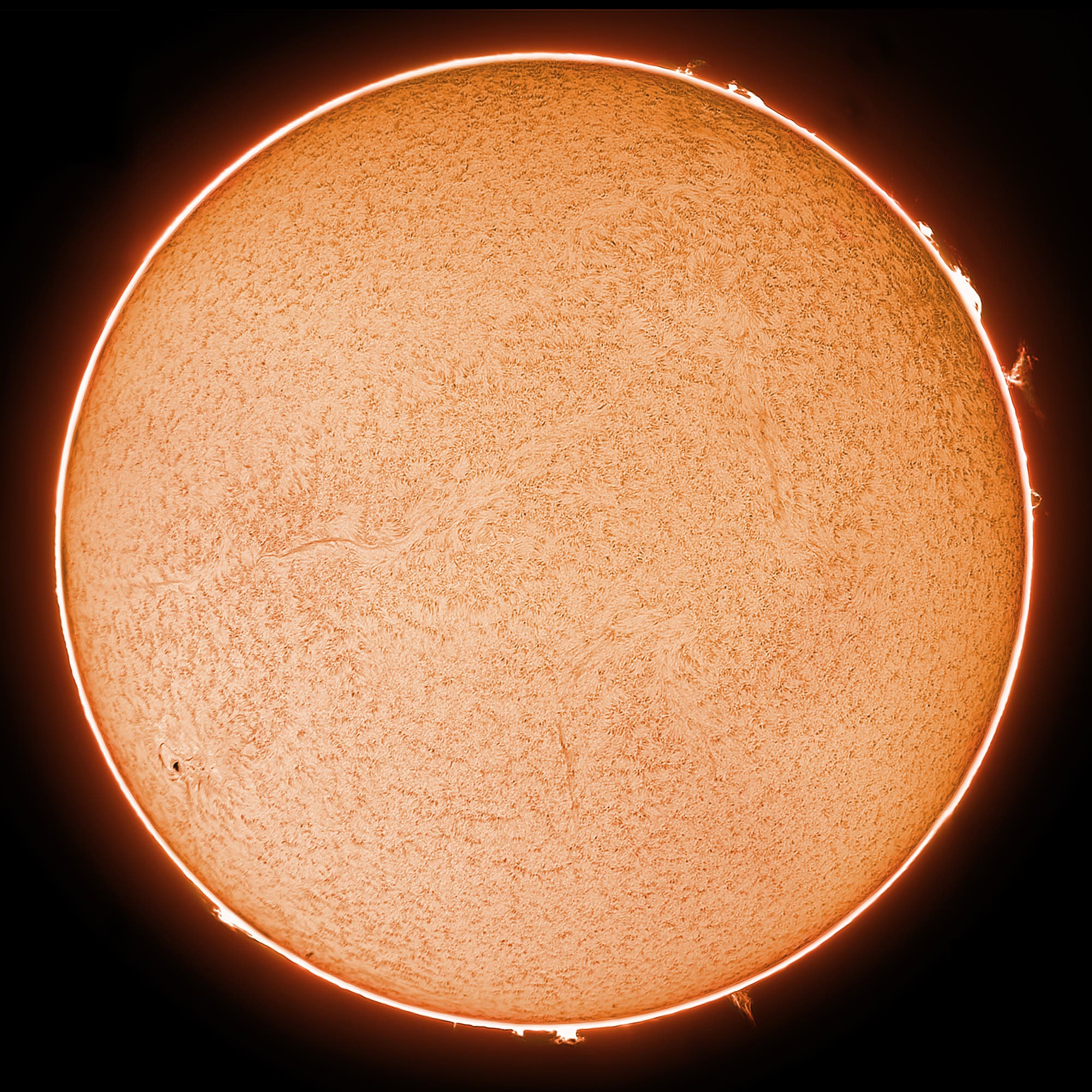Sonne im H-Alpha-Licht am 8. März 2015