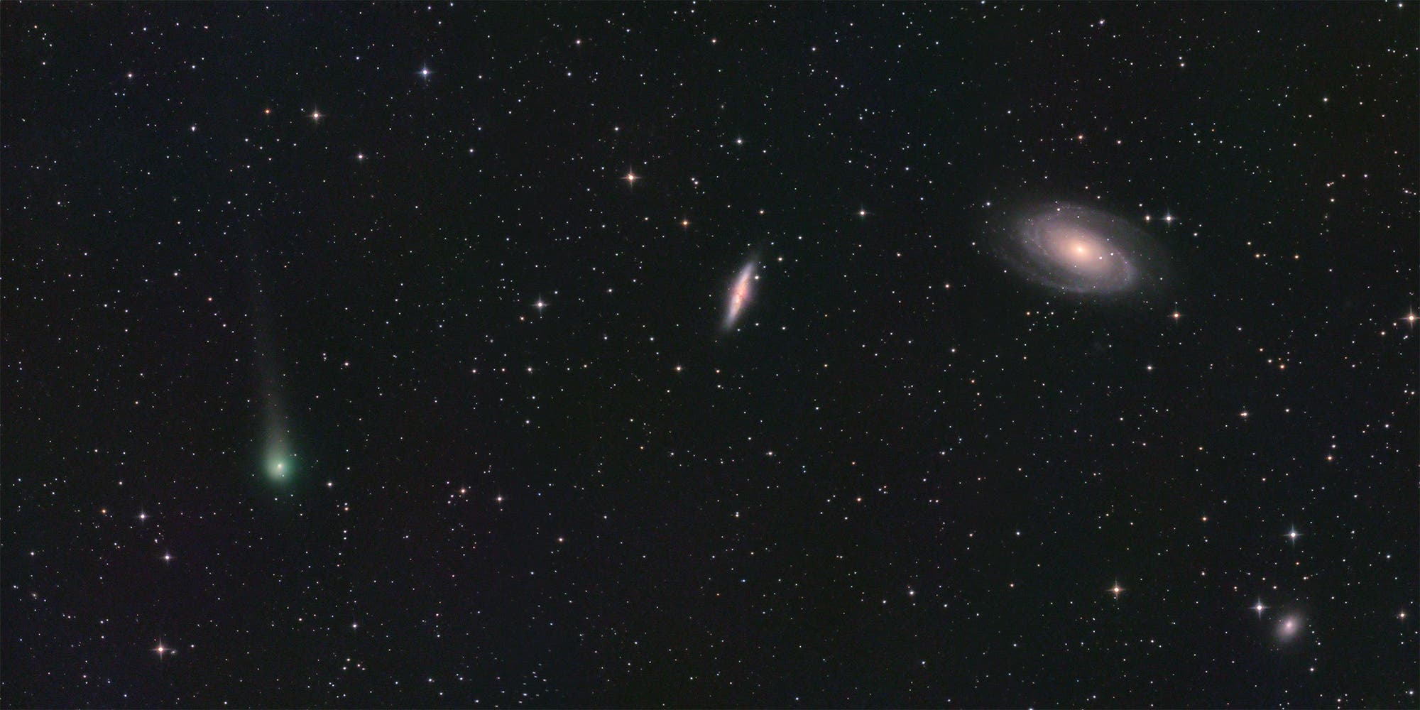 Comet C/2017 PANSTARRS and galaxies M 81 and M 82