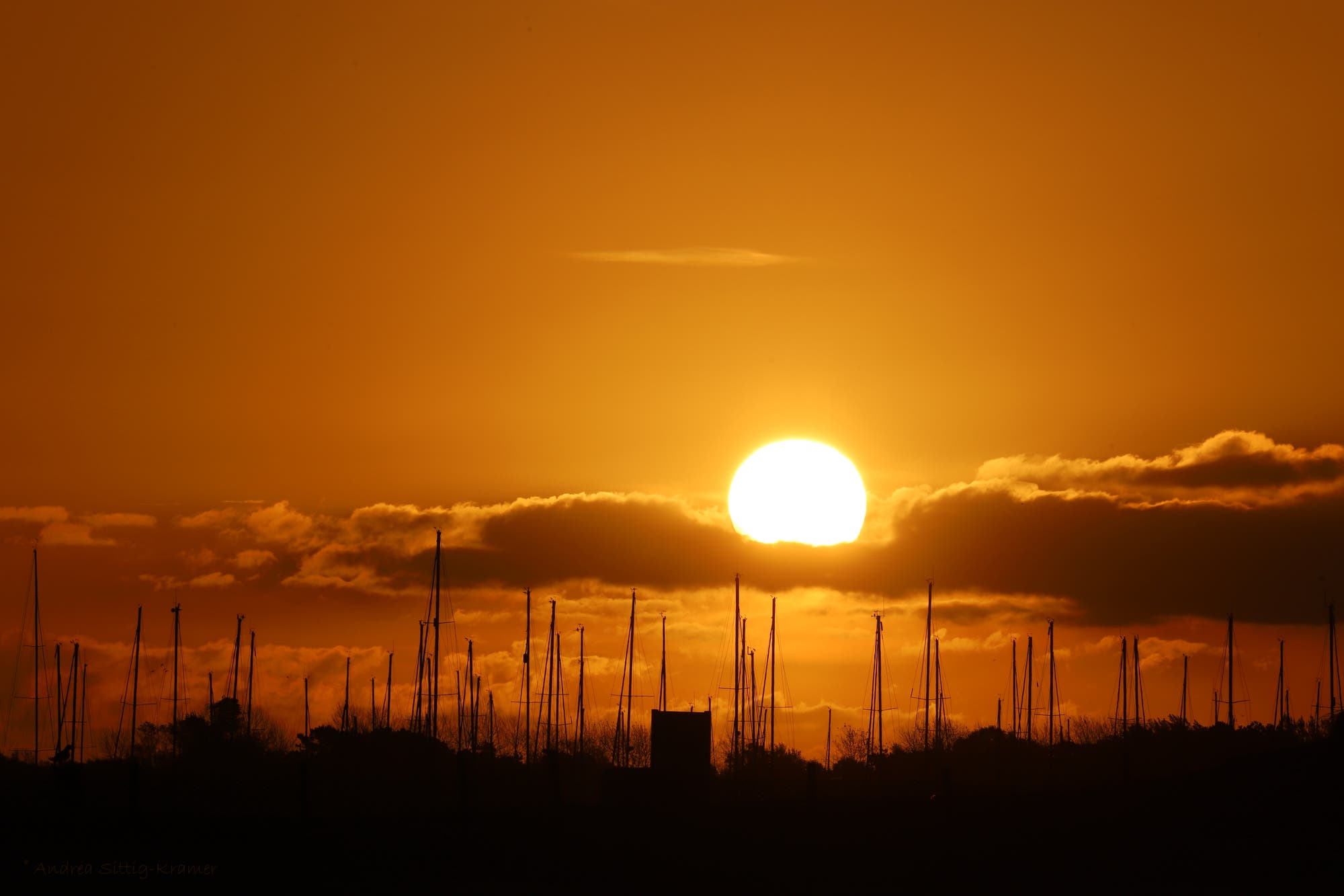 Sonnenaufgang über dem Sportboothafen Warnemünde 