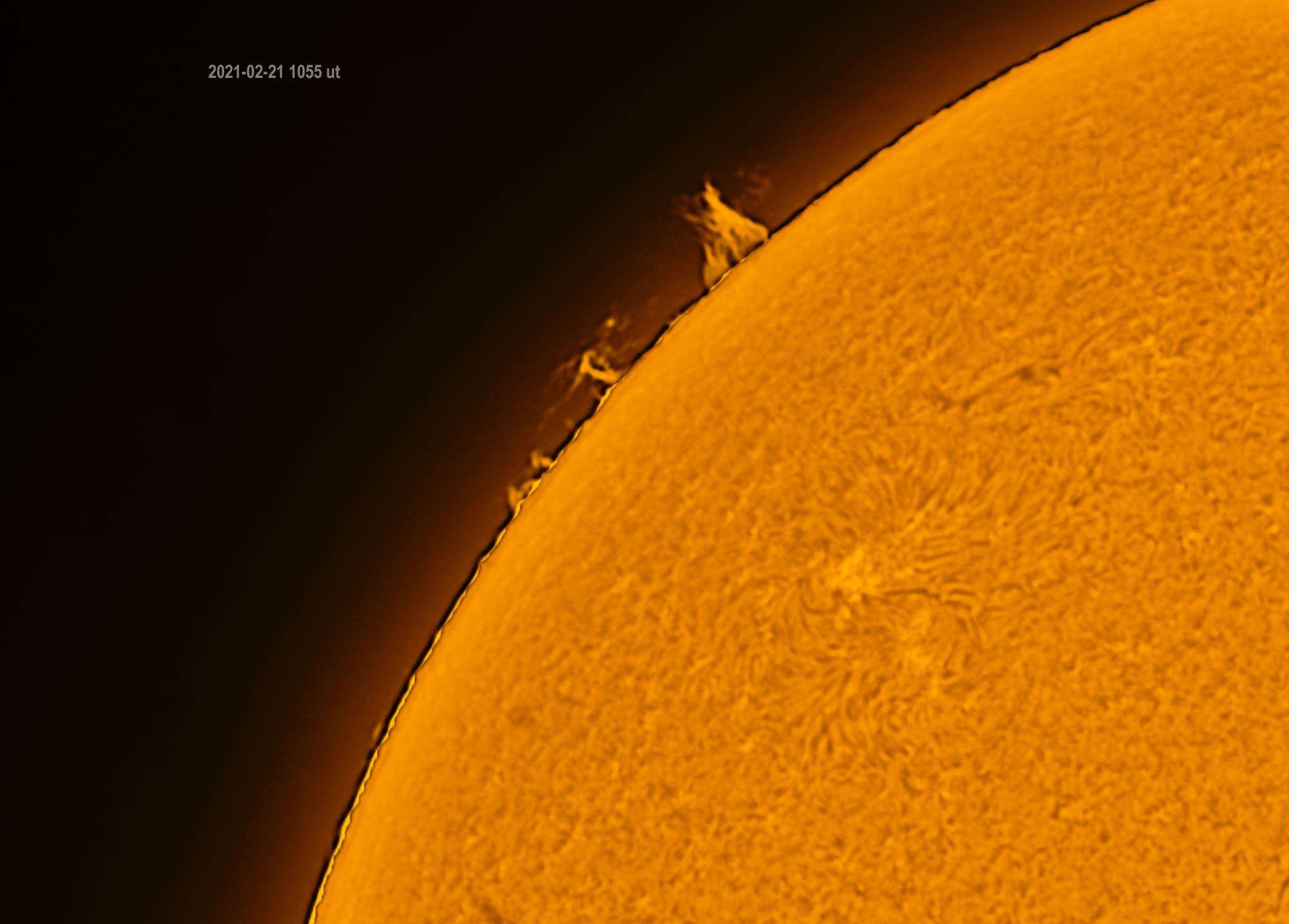 Sonnenprotuberanz am 21. Februar 2021