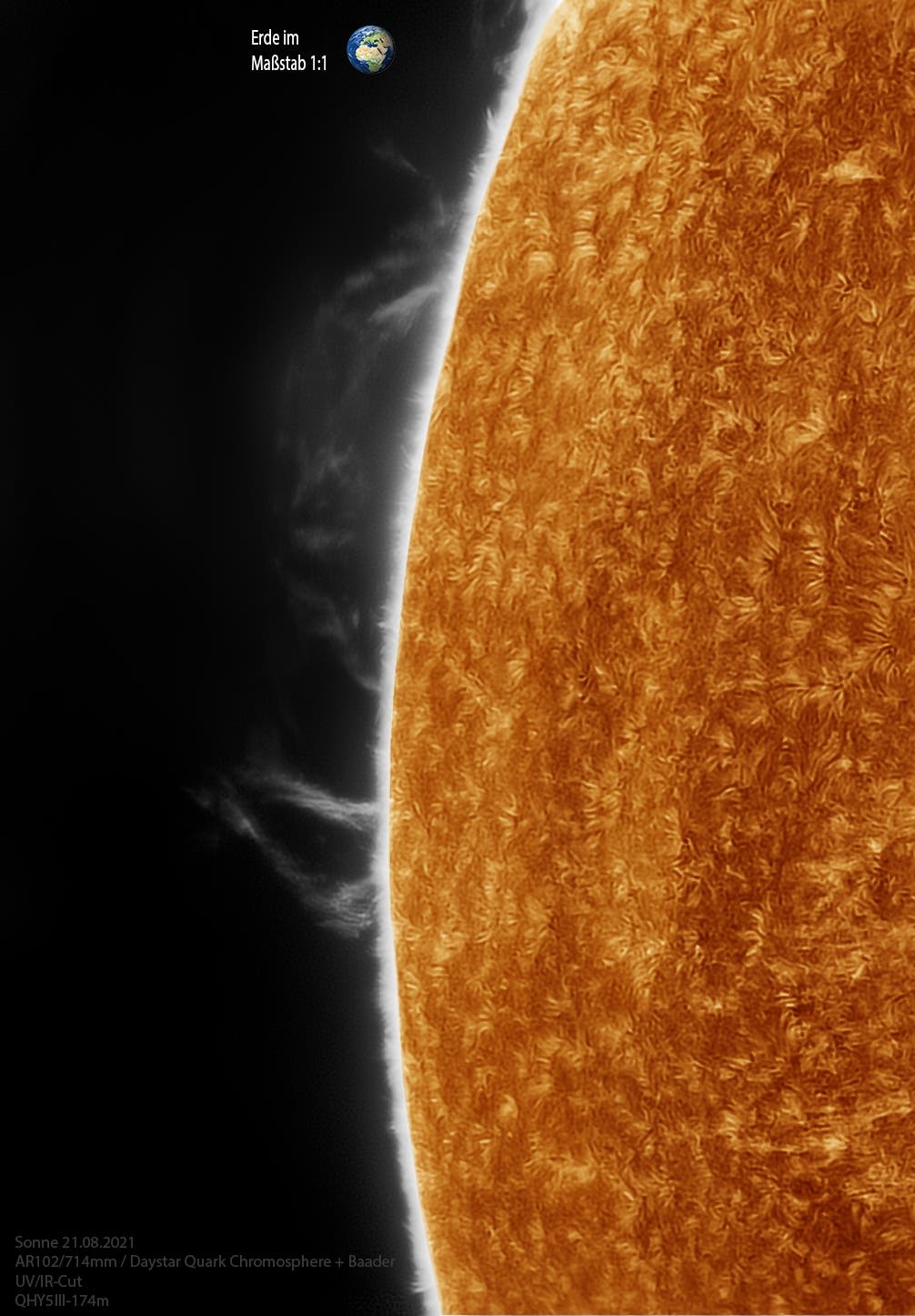 Protuberanz Sonne 21. August 2021