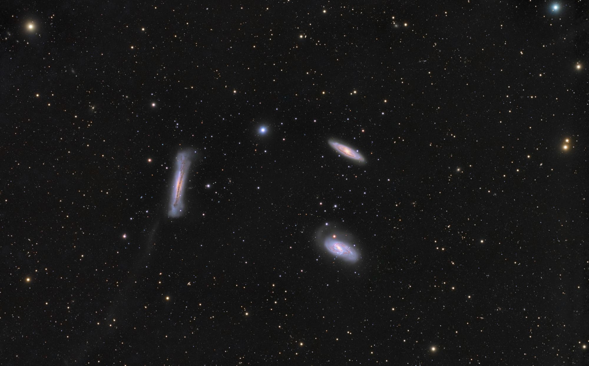 Messier-66-Gruppe (Leo Triplett) mit Gezeitenschweif von NGC 3628