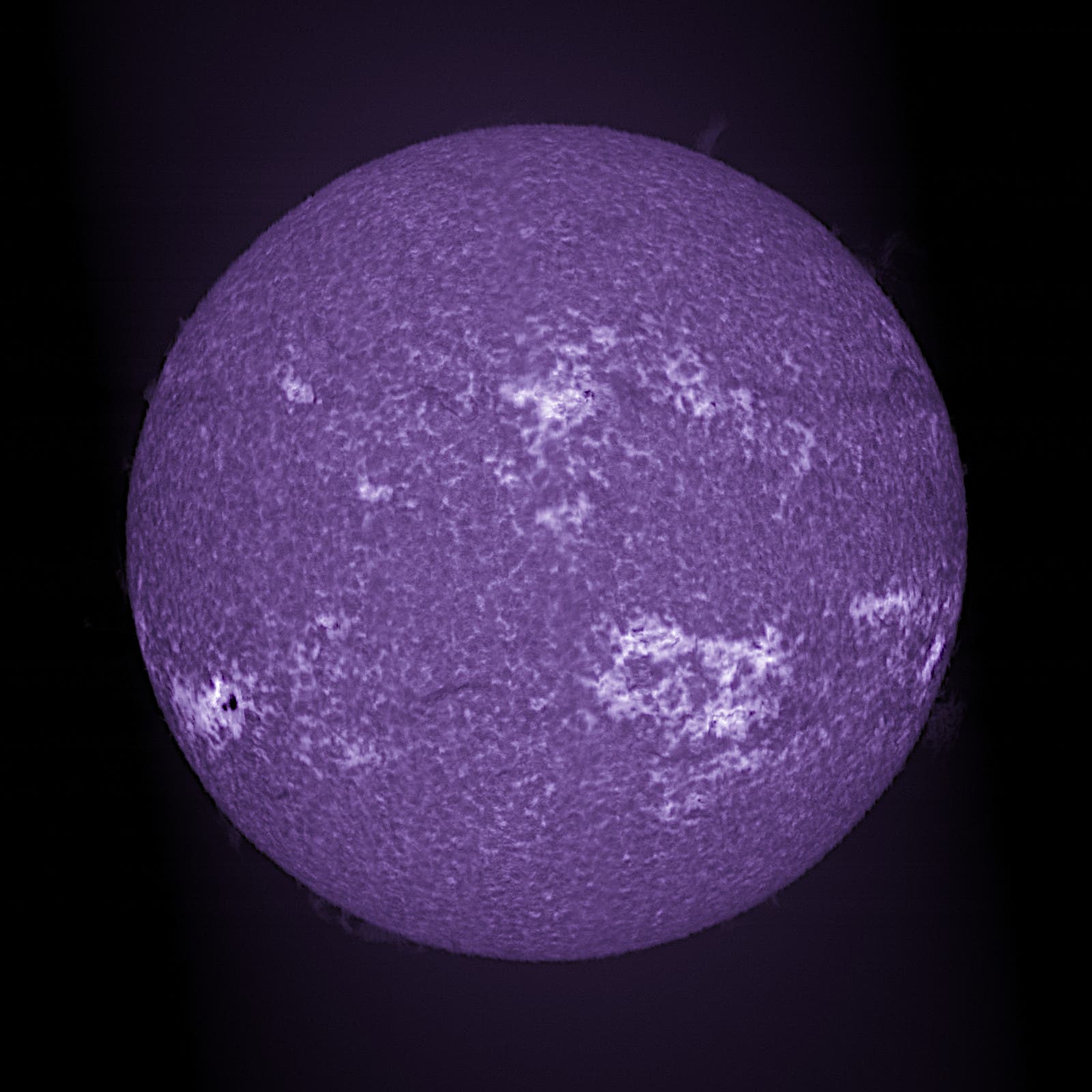 Sonne am 8. Juli 2023 mit Spektroheliograf aufgenommen im Kalzium-Bereich