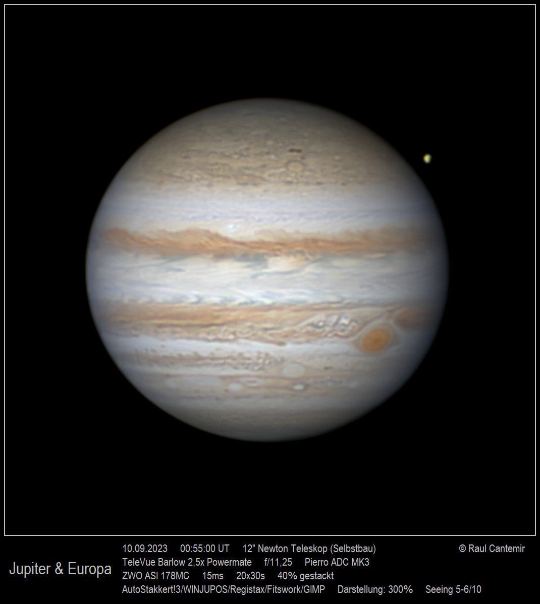 Jupiter mit Europa kurz nach Schattenwurf