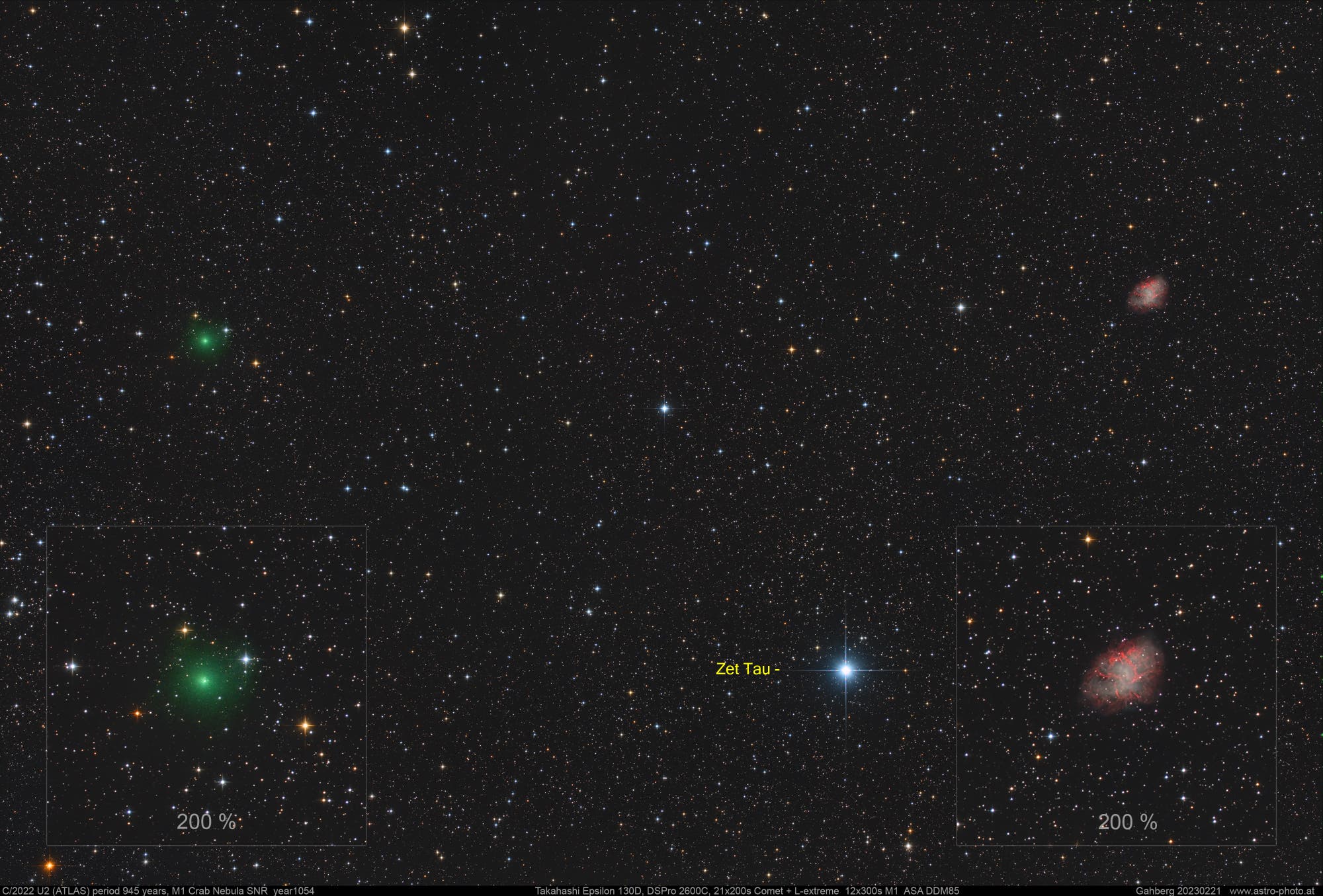 Charles Messier, M1 und der Komet C/2022 U2 (ATLAS)