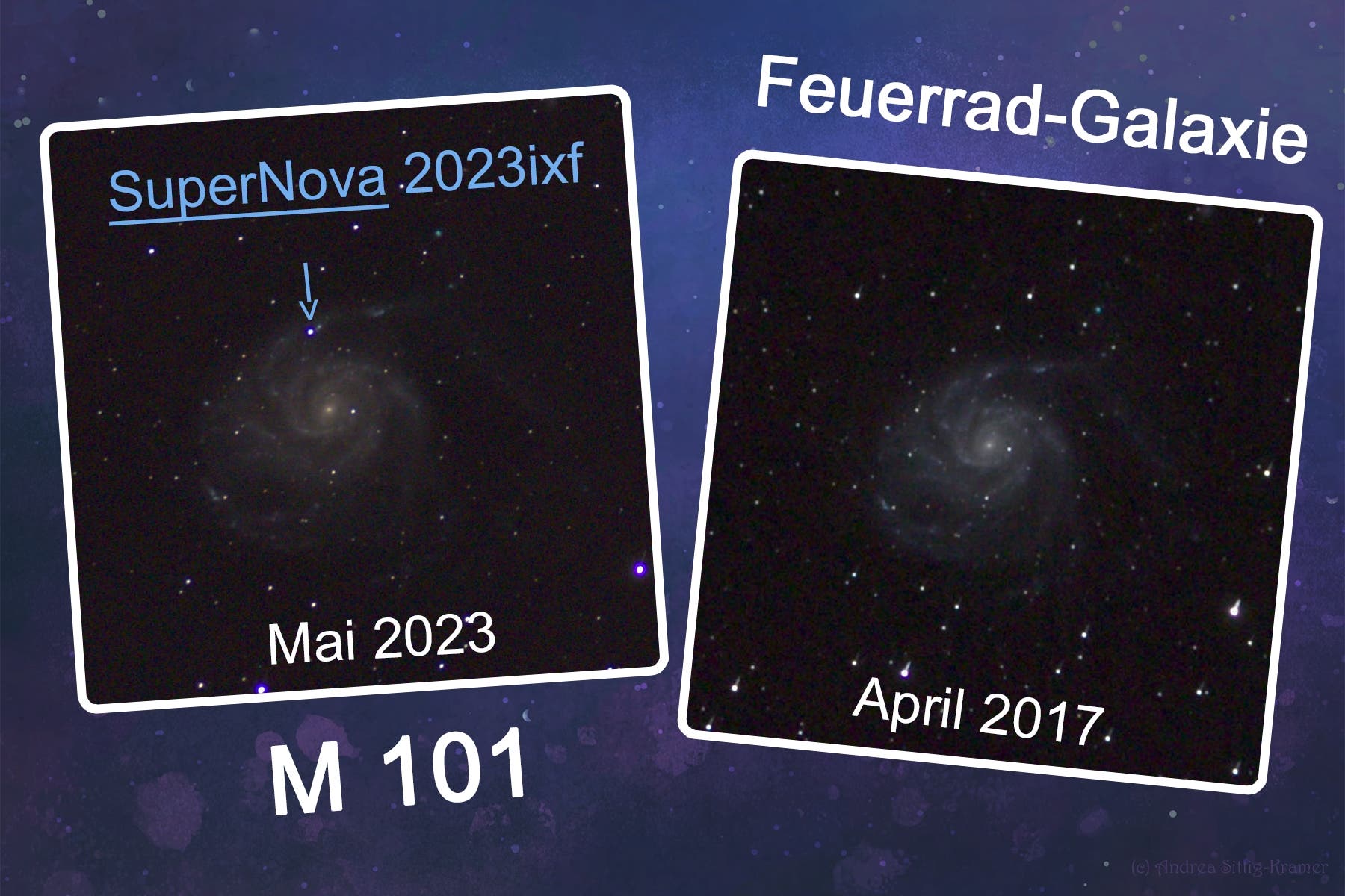 M101: Collage mit SN 2023 und ohne SN 2017