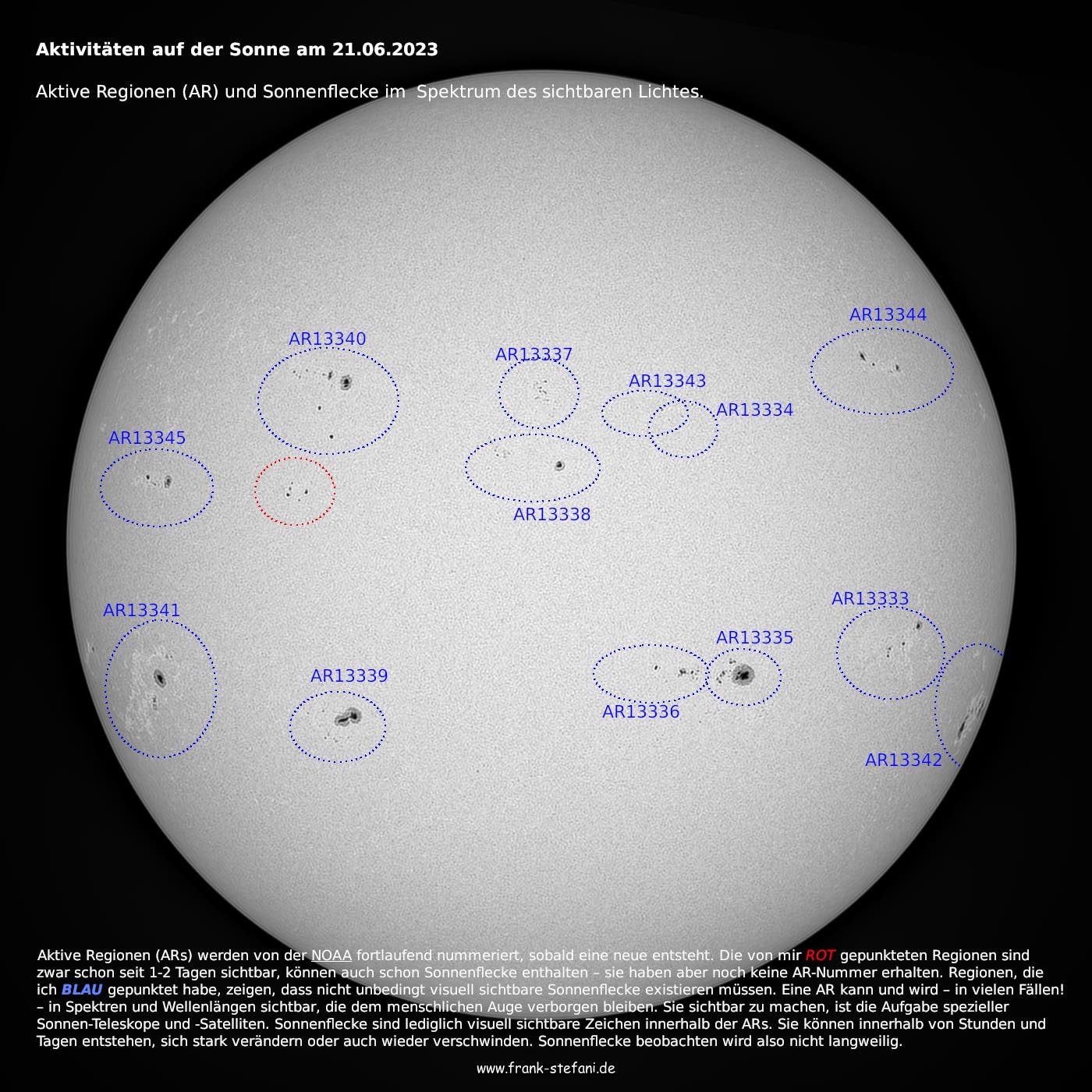 Sonne - 13 aktive Regionen und mehr