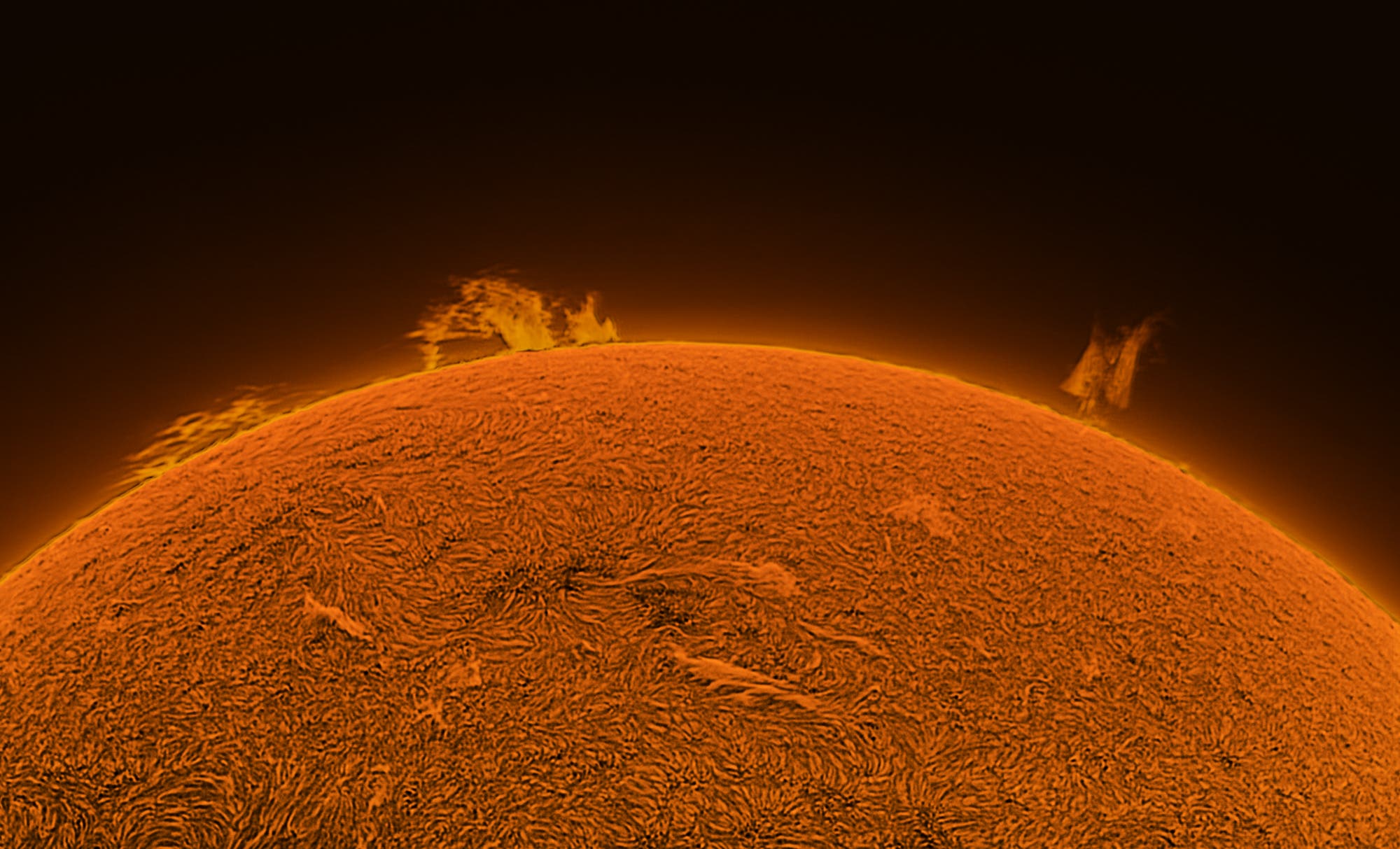 Protuberanzen Im Südwesten der Sonne am 26. September 2023, 14:42 Uhr UT