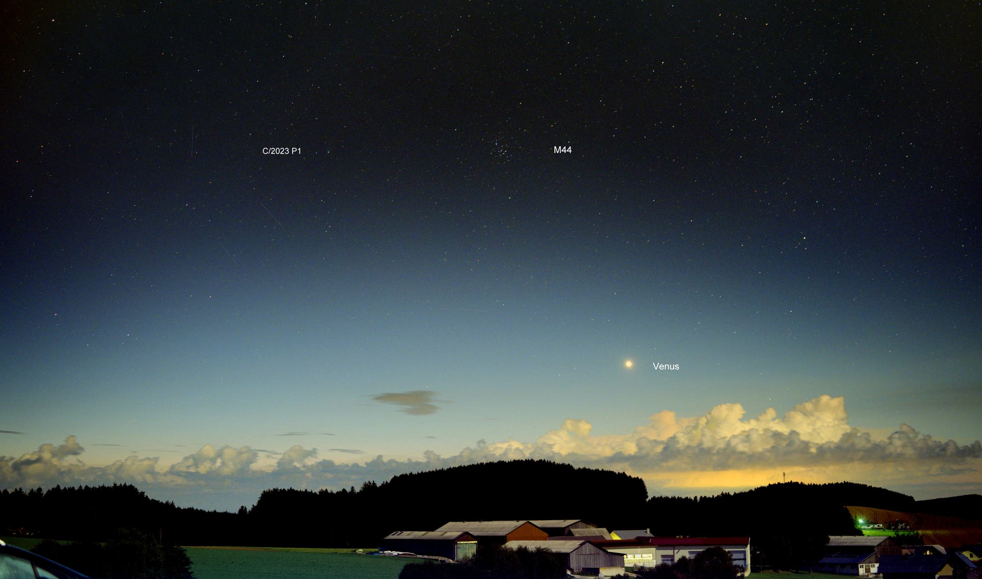 Komet C/2023 P1 Nishimura und Venus