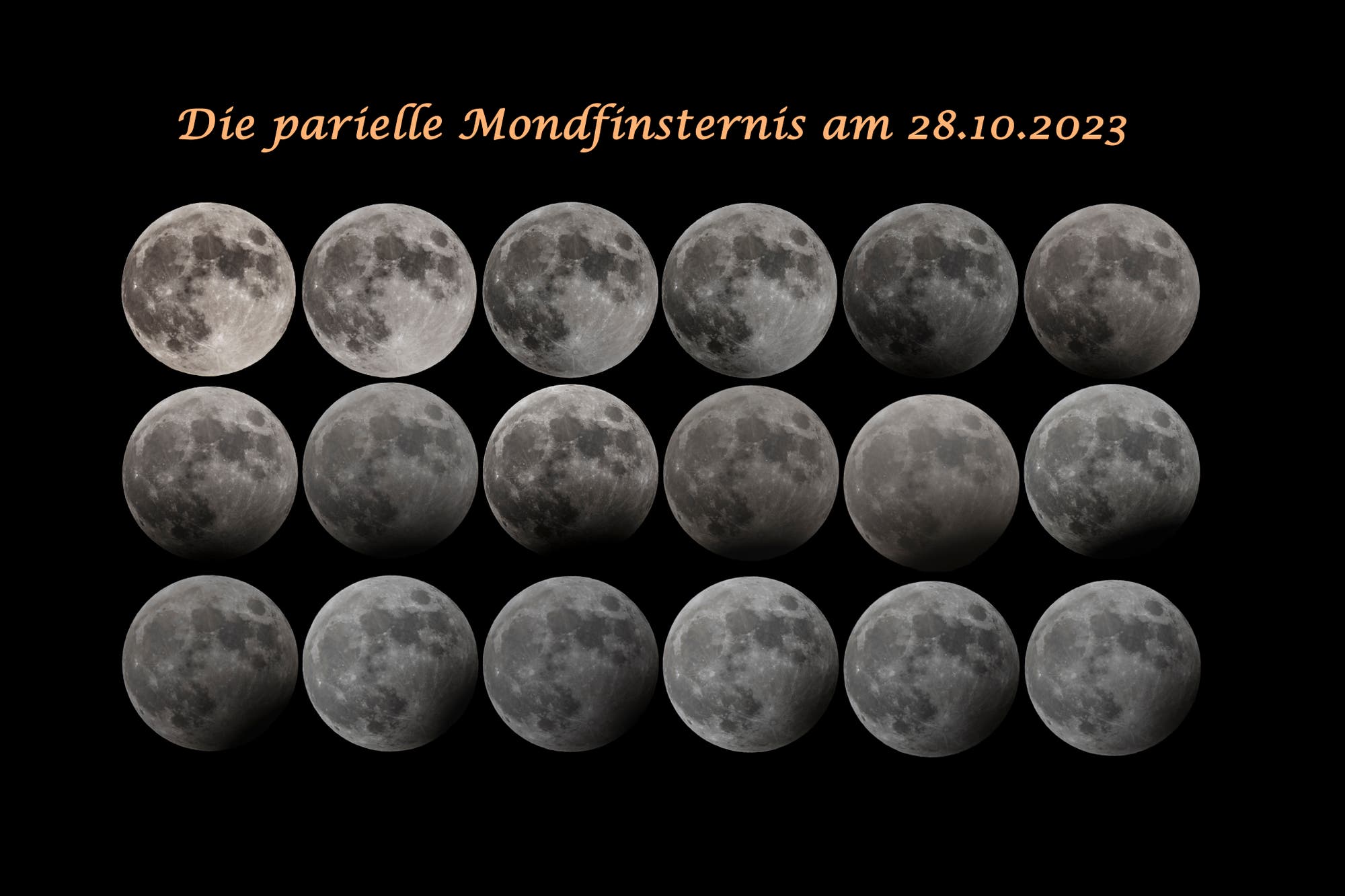 Der Verlauf der partiellen Mondfinsternis am 28. Oktober 2023