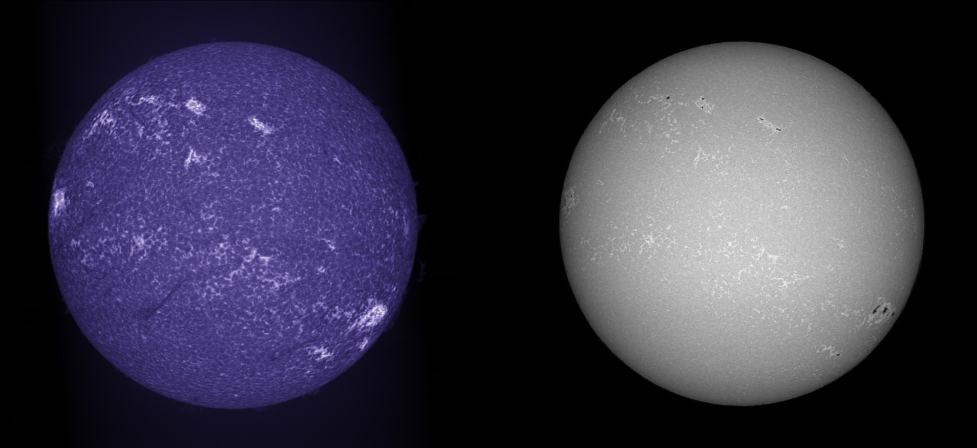Sonne am 1. Mai 2024 mit Spektroheliograf aufgenommen im Kalzium-Bereich