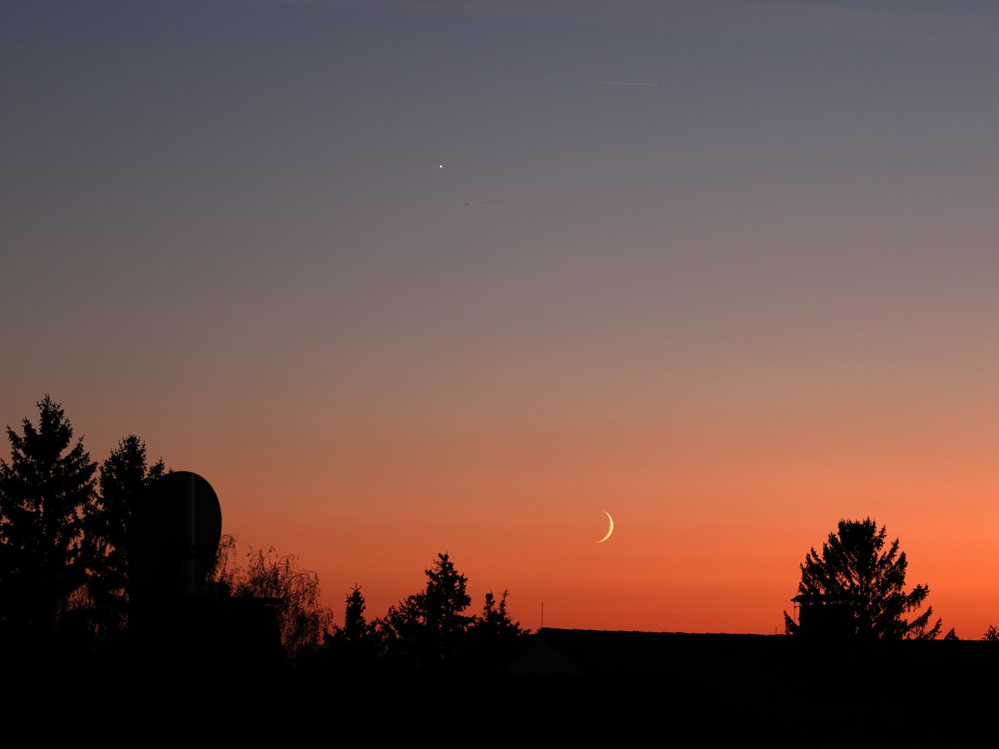 Junger Mond, Venus und Abendrot