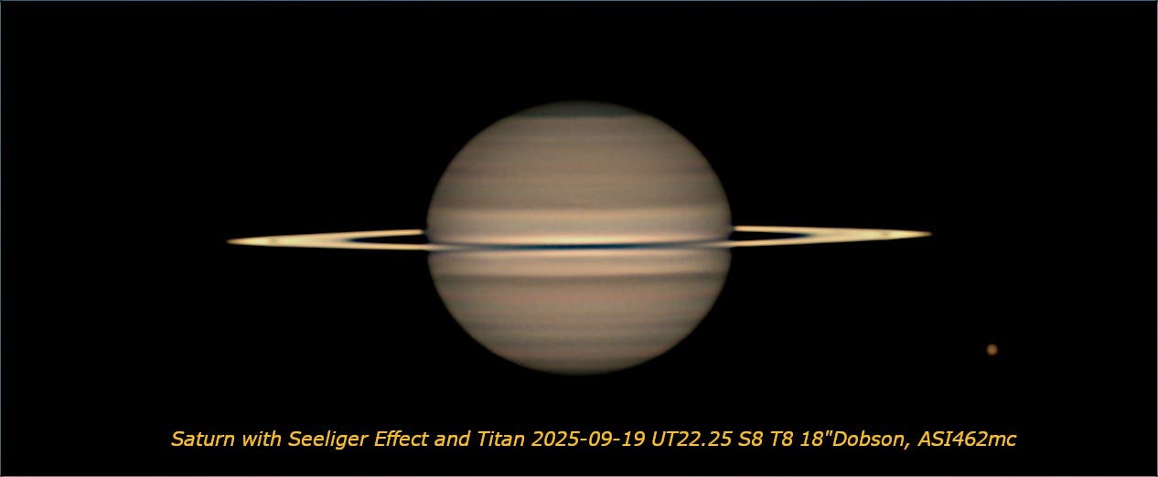 Saturn mit Titan und Seeliger-Effekt