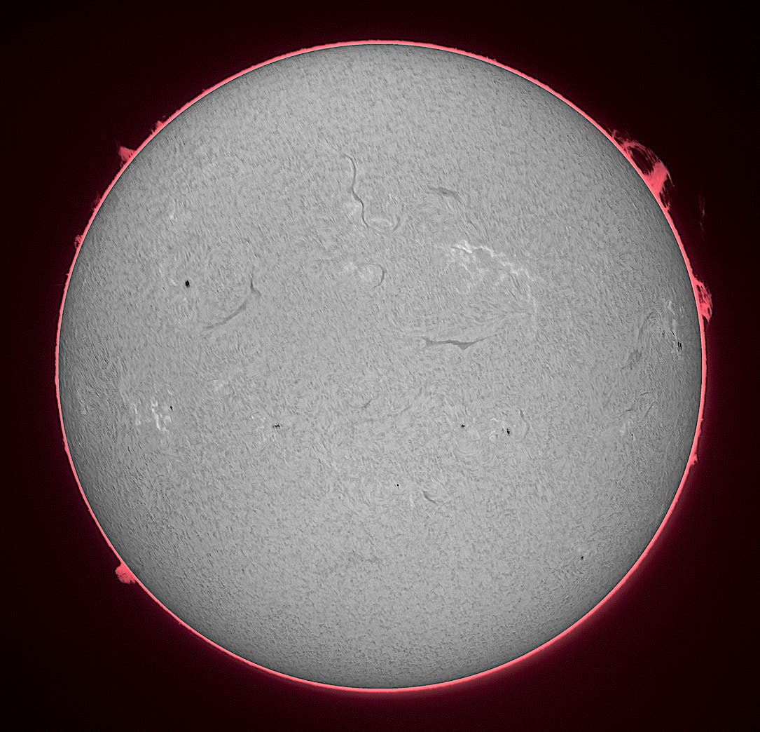 H-alpha-Sonne 27. April 2025 Übersicht 