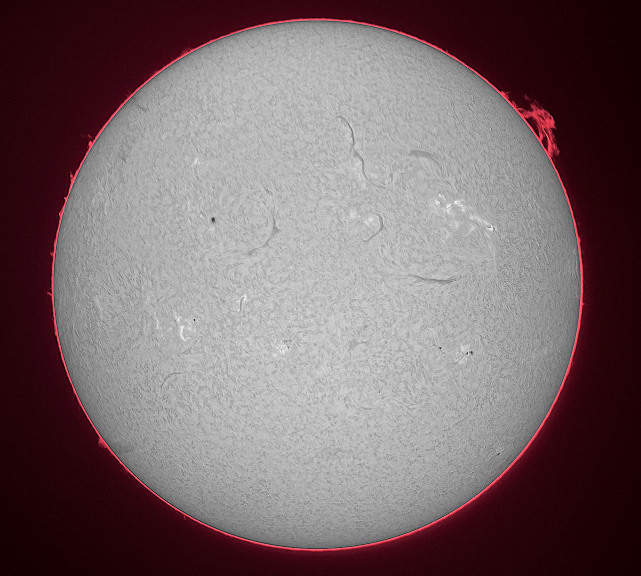 H-alpha-Sonne 8. April 2025 Übersicht 