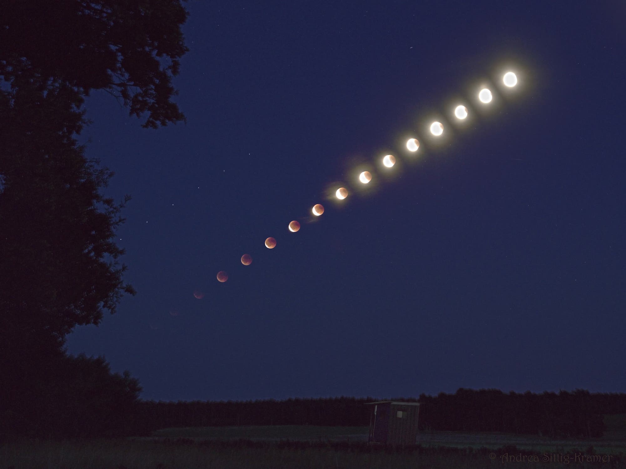 Phasen der totalen Mondfinsternis über Uelzen – 7. September 2025