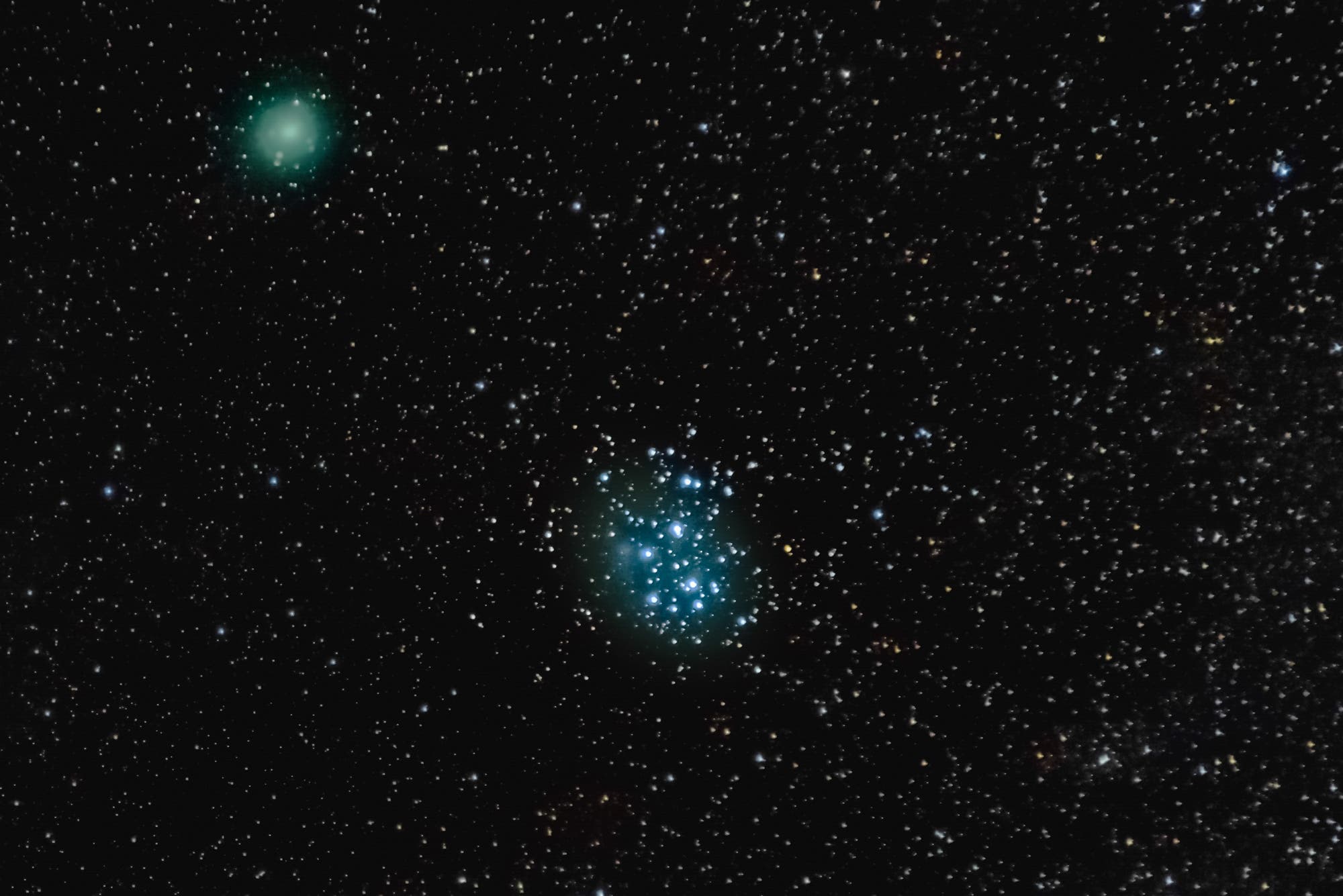Komet P 46 Wirtanen und Messier 45
