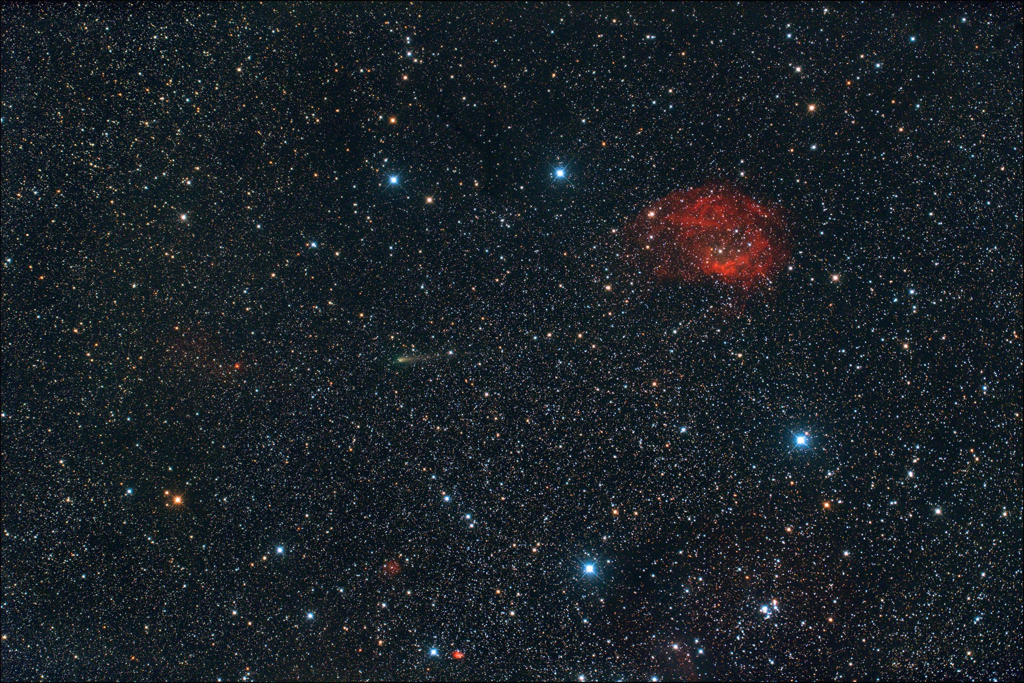 Komet 4P Faye und SH2-261 im Orion am 8. Oktober 2021