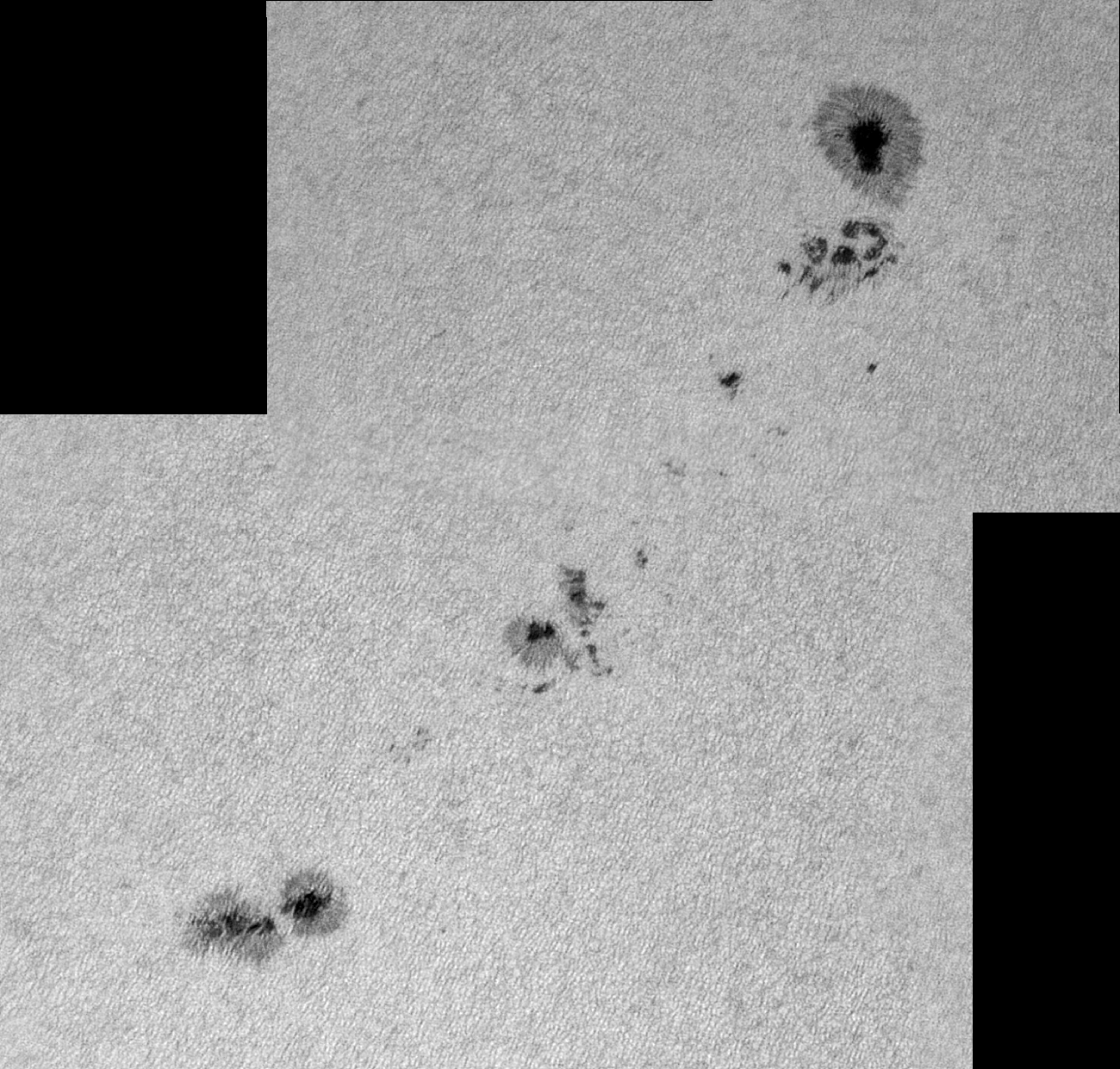 Sonnenflecken der aktiven Region AR 12671 am 22. August 2017
