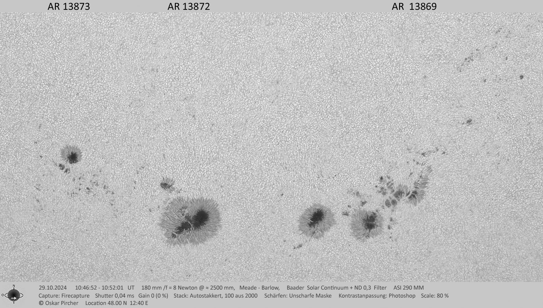 AR 13869, 13872 und 13873 vom 29. Oktober 2024