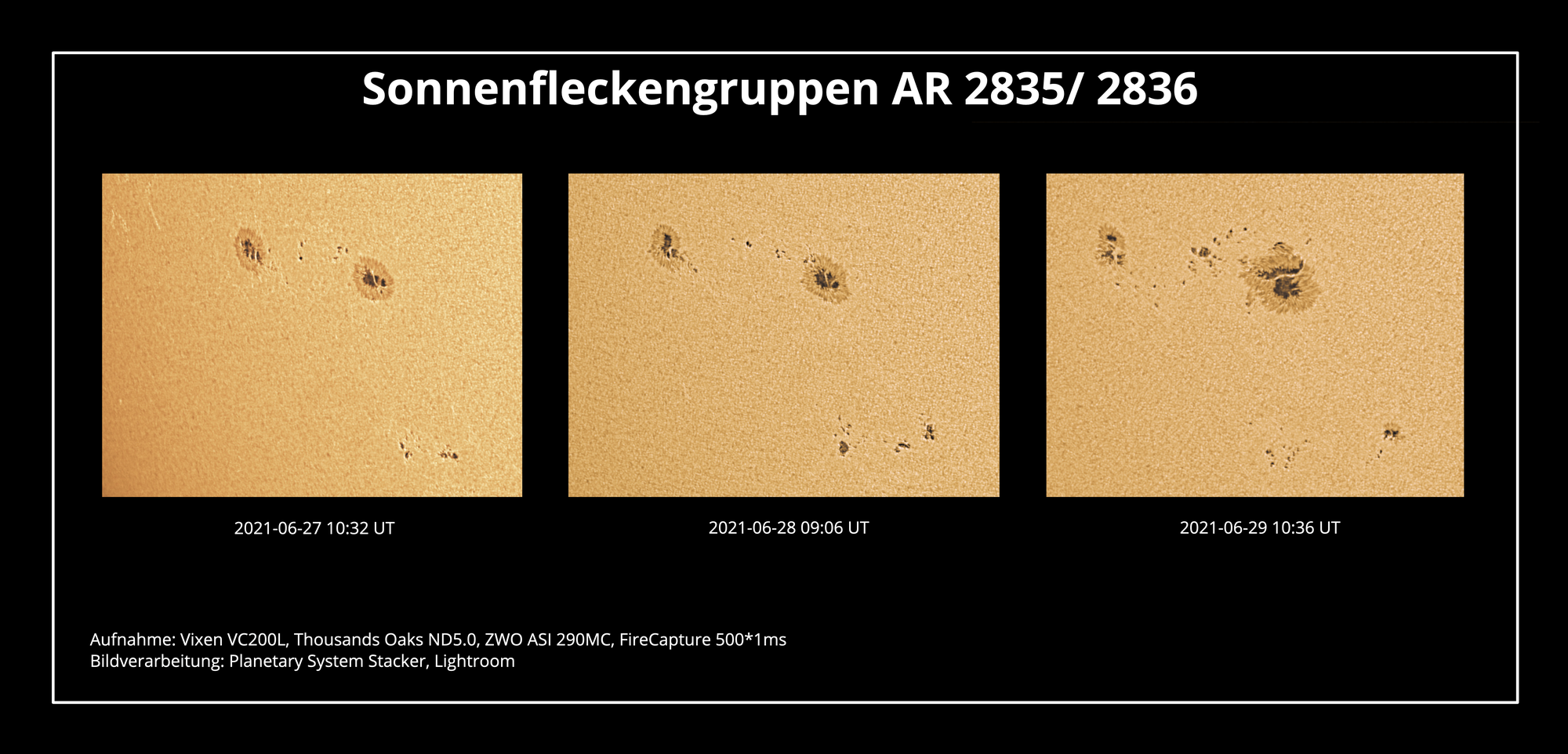 Sonnenfleckengruppen AR 2835/36