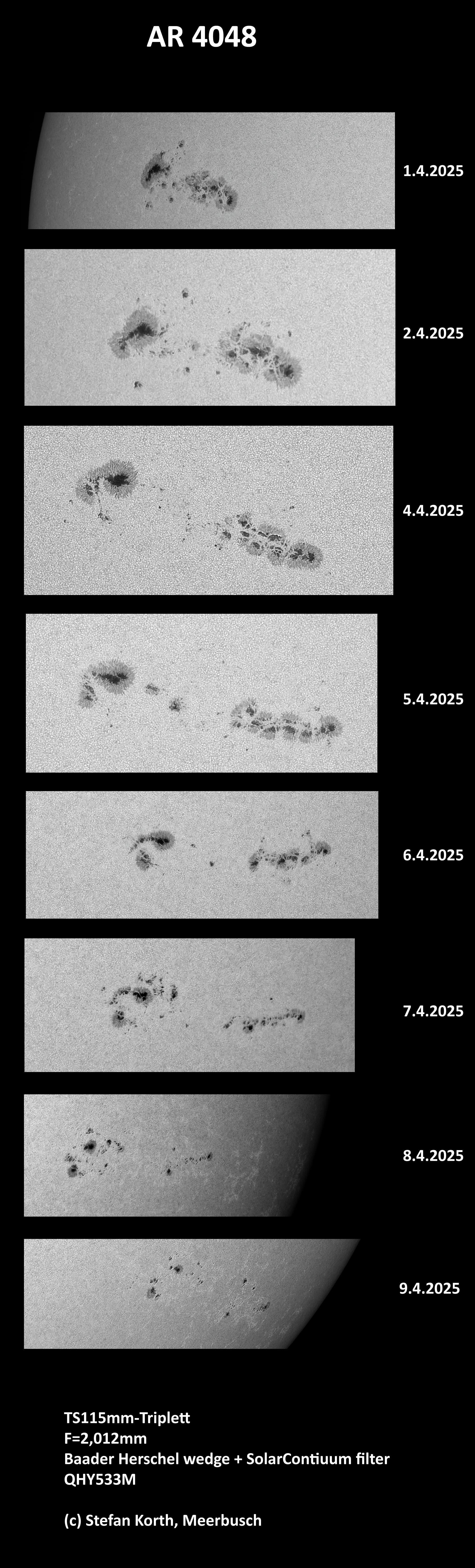 Die Entwicklung des Sonnenflecks AR 4048