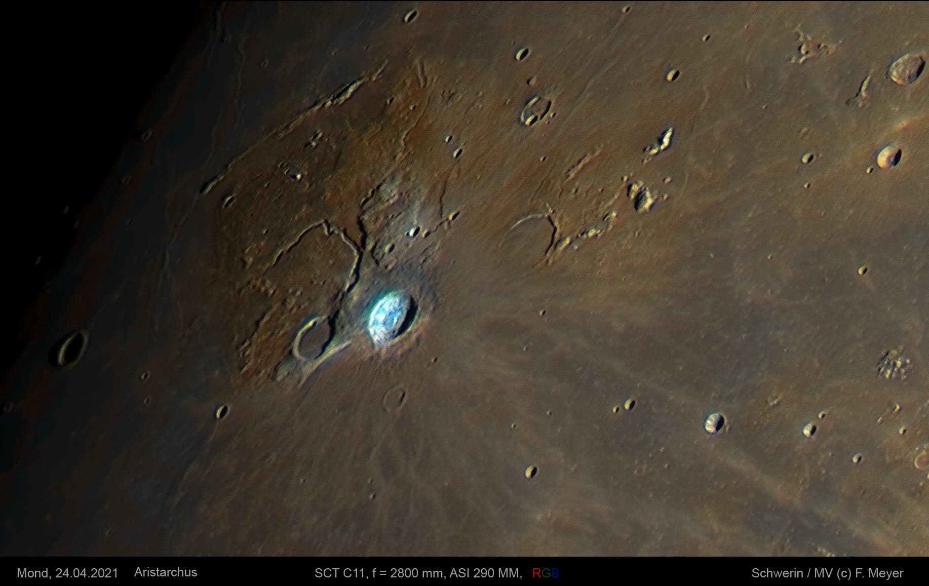 Farbiger Mond - Aristarchus am 24. April 2021
