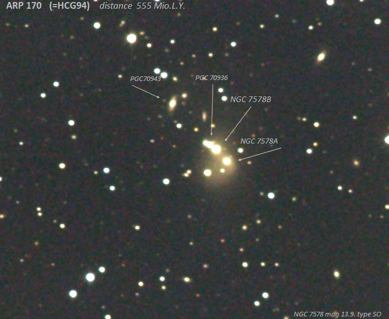 Arp 170  Hickson Compact Group 94  in Pegasus