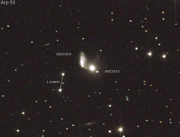 Das wechselwirkende System NGC 5953/5954 in der Schlange (2)