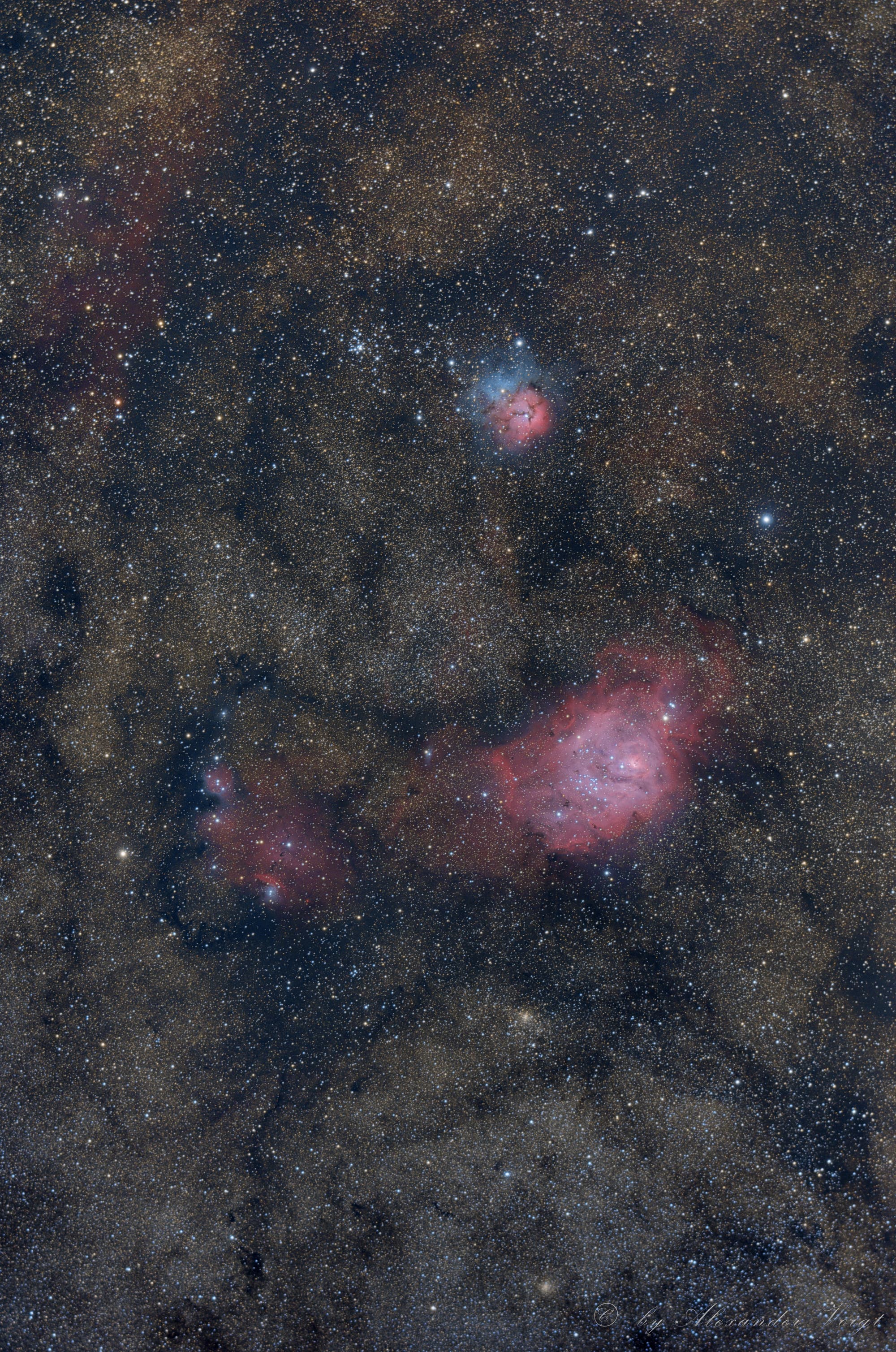 Widefield Lagoon and Trifid Nebula