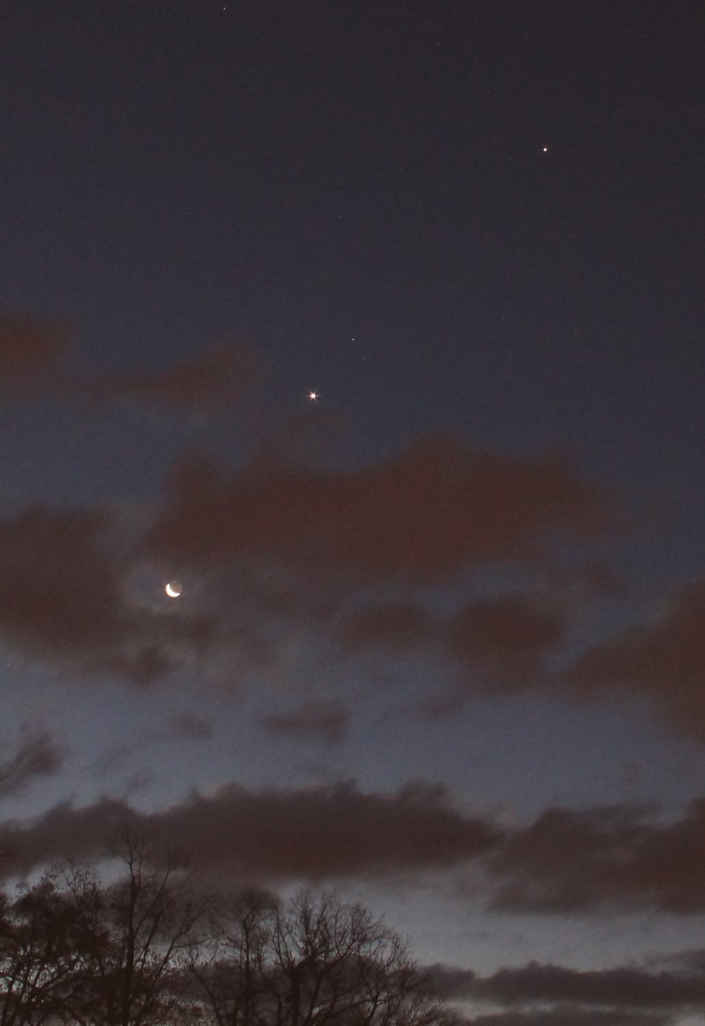 Mond, Venus, Mars und Jupiter am Morgenhimmel