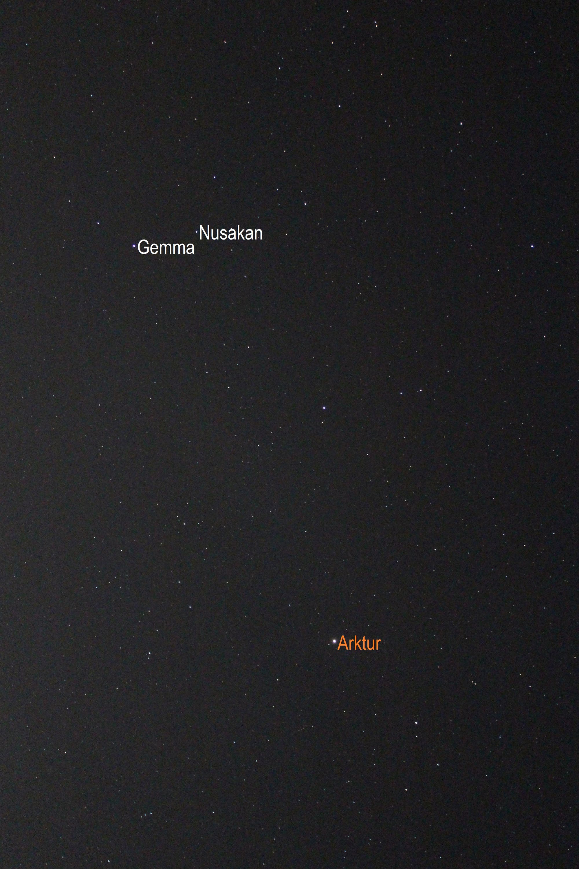 Bärenhüter und Nördliche Krone (Objekte beschriftet)