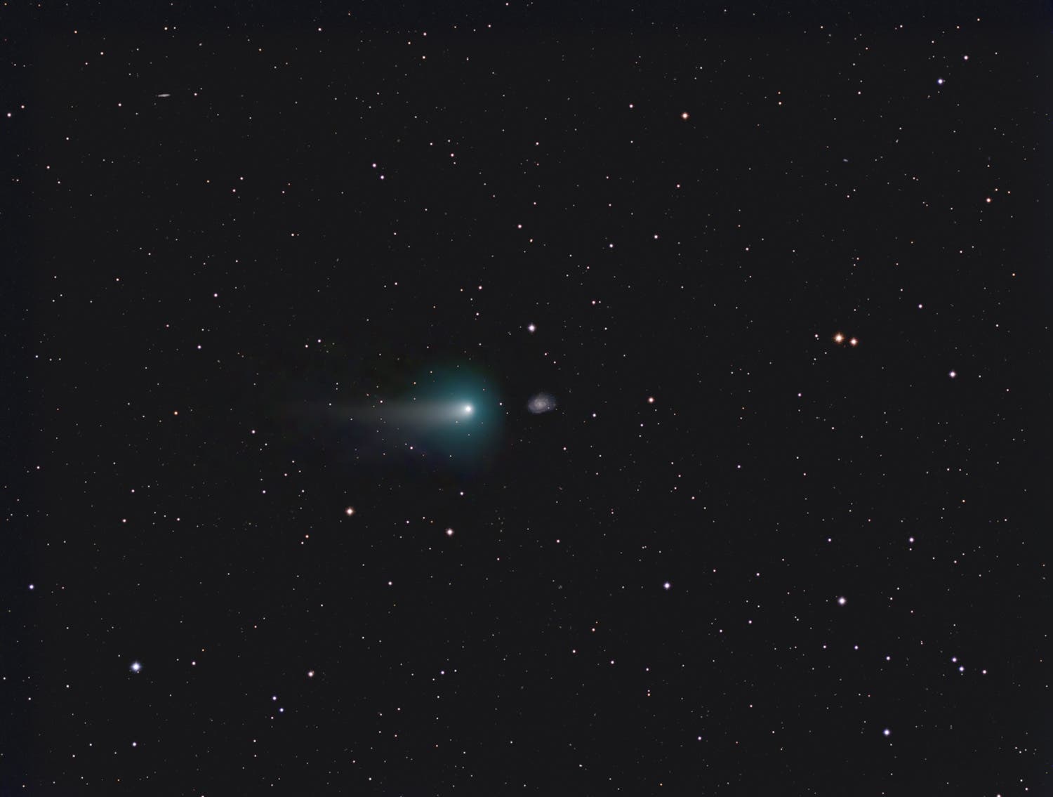 Komet C/2012K1 (Panstarrs) bei Galaxie NGC3614 in Ursa Major