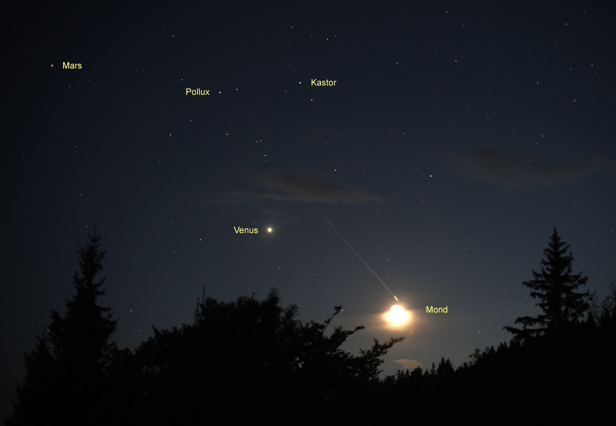 Mond,Venus und Mars am 22. Mai 2023
