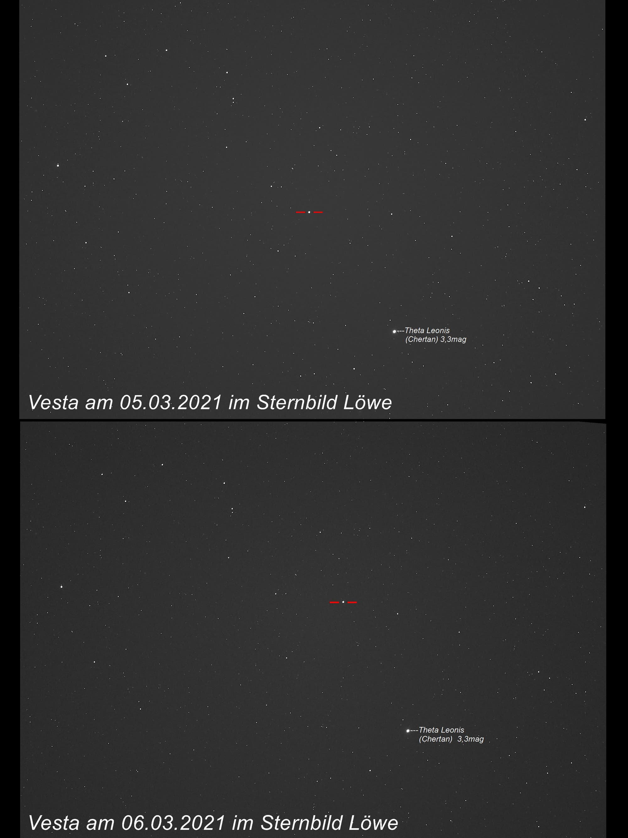 Vesta unterwegs im Sternbild Löwe