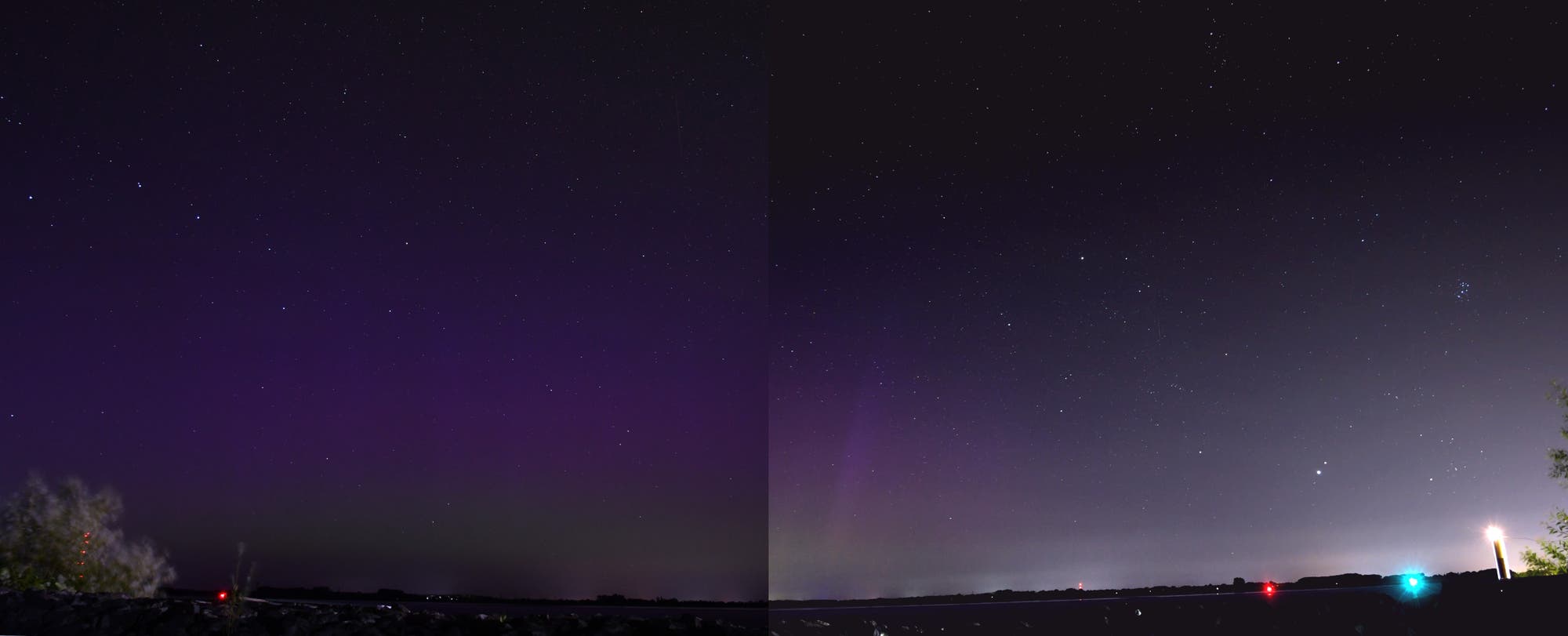 Elbdeich-Panorama in der Polarlichtnacht