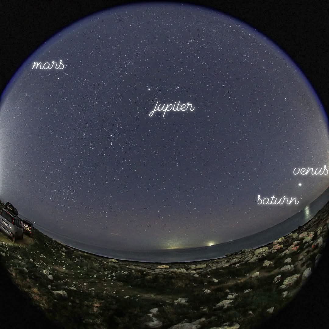 Second shot, Alignment of Planets in the south-eastern part of Sicily sothwest, Marina di modica Italy