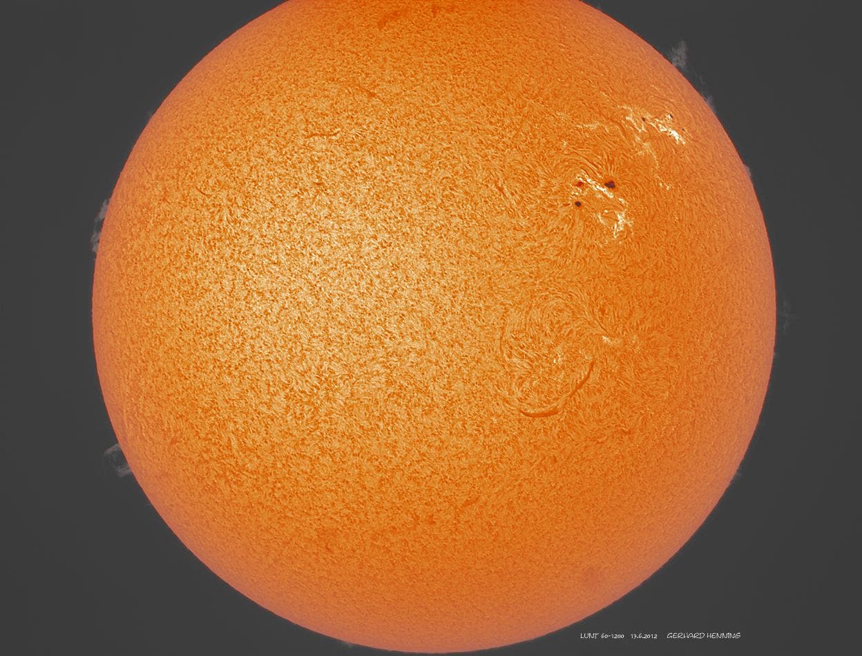 Sonne im H-alpha-Licht am 17.6.2012